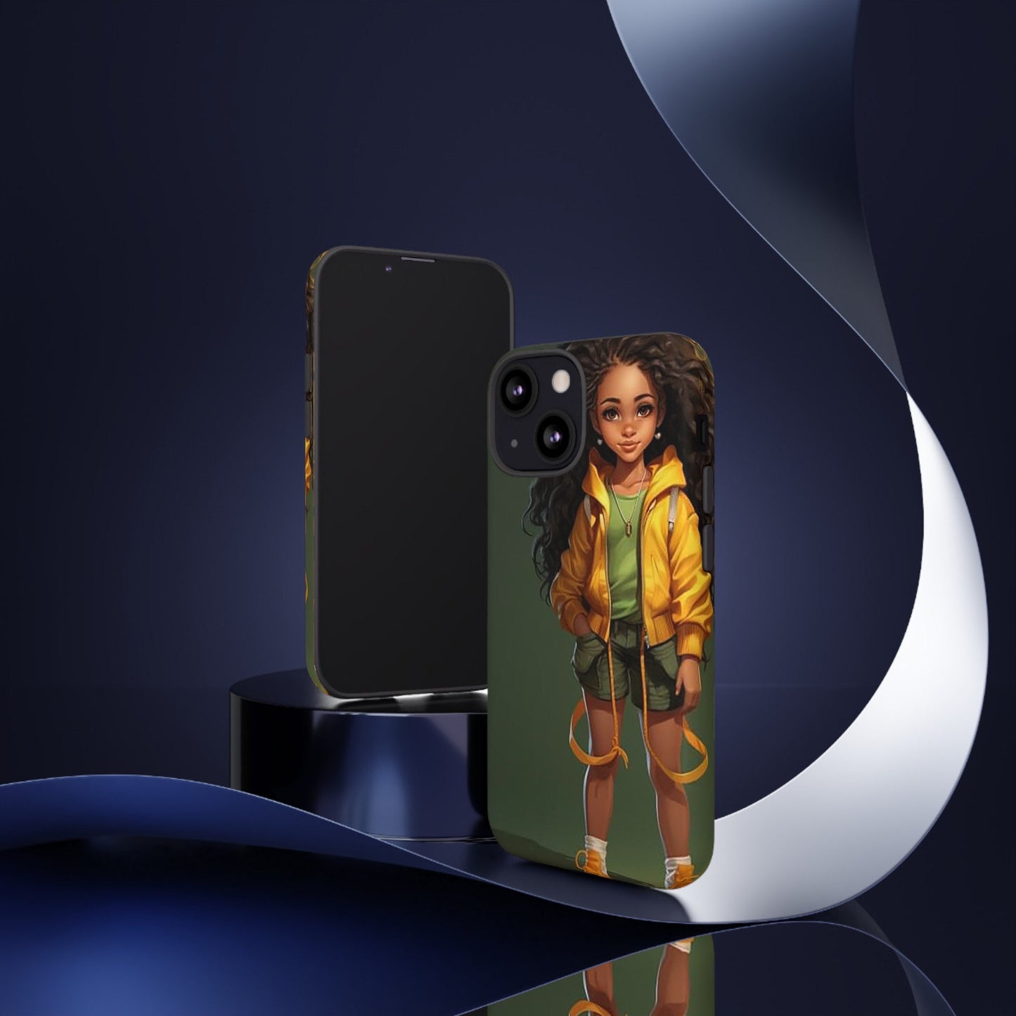 iPhone 13, iPhone 13 Pro, iPhone 13 Mini, iPhone 13 Pro Max Tough Case African American Young Woman Black in Yellow Hoodie Yellow Sweatshirt