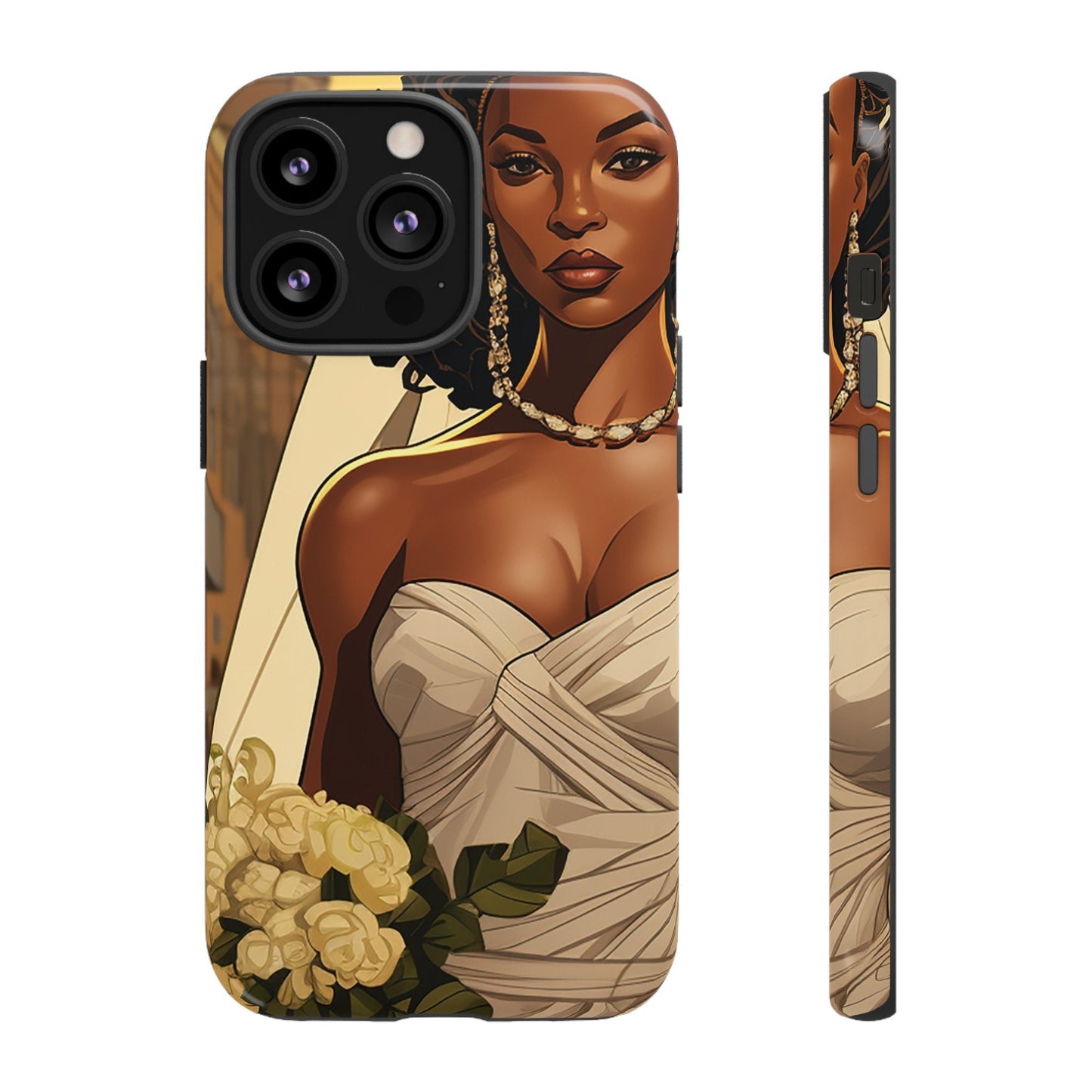 iPhone 13, iPhone 13 Pro, iPhone 13 Mini, iPhone 13 Pro Max Tough Cases African American Bride Black bride wedding Dress Wedding Gown