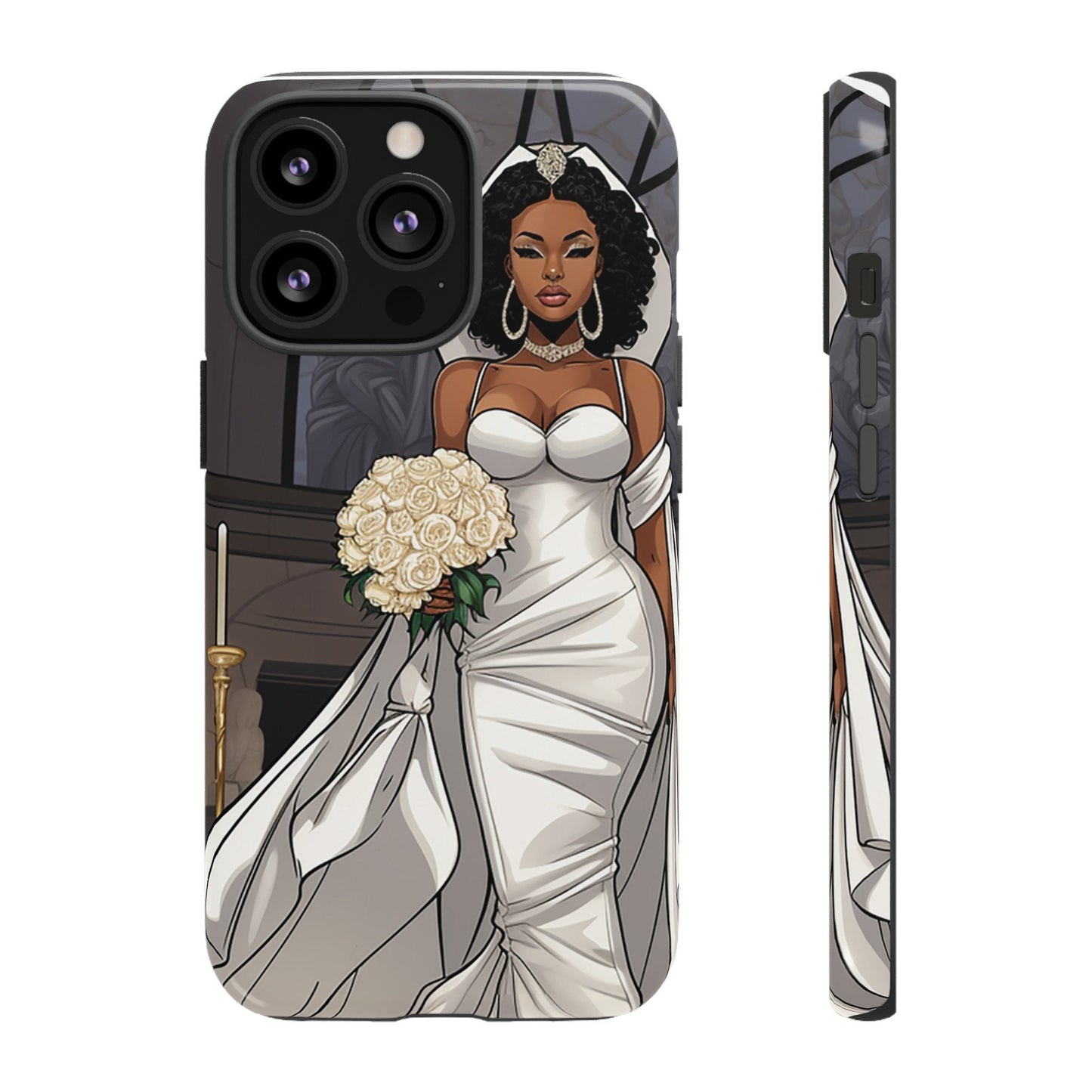 iPhone 13, iPhone 13 Pro, iPhone 13 Mini, iPhone 13 Pro Max Tough Cases African American Bride Black bride wedding Dress Wedding Gown