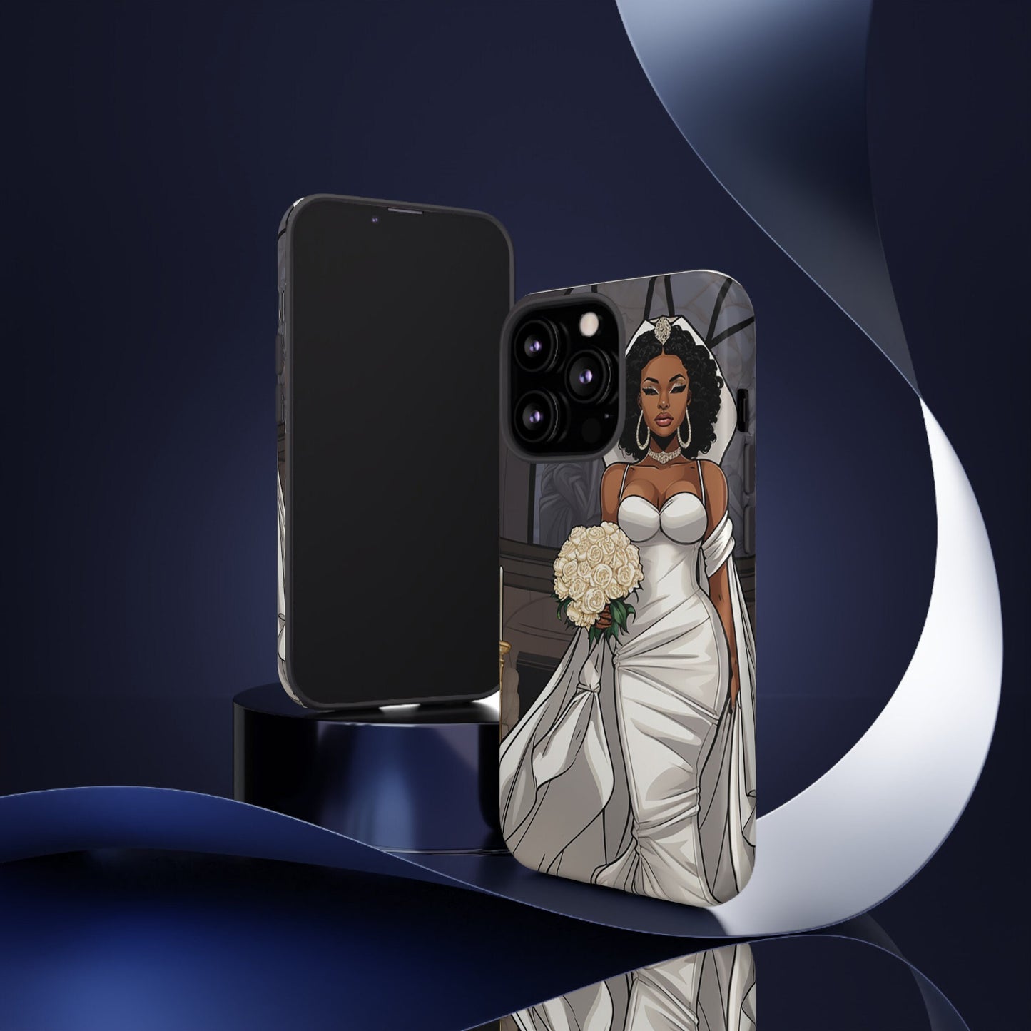 iPhone 13, iPhone 13 Pro, iPhone 13 Mini, iPhone 13 Pro Max Tough Cases African American Bride Black bride wedding Dress Wedding Gown