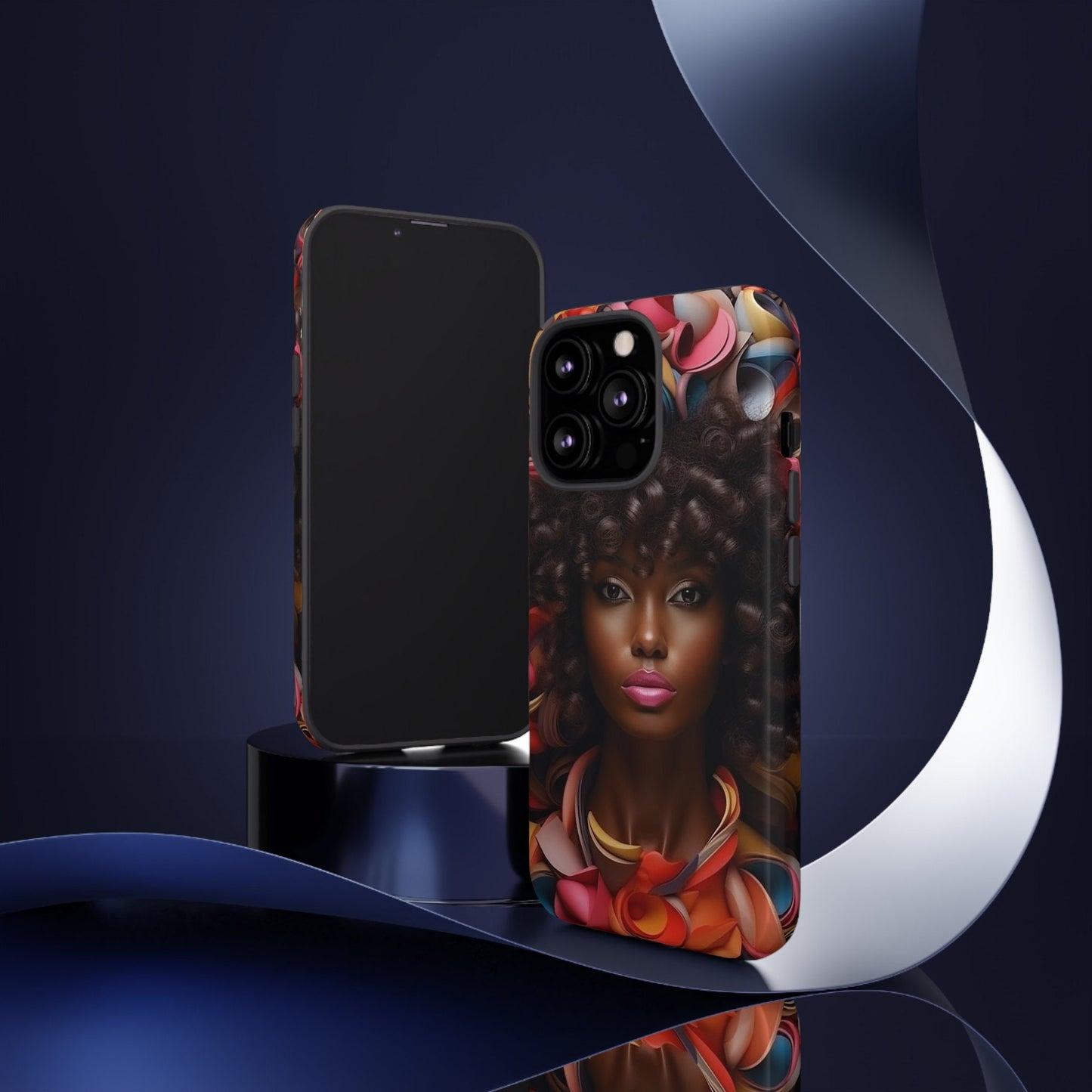 iPhone 13, iPhone 13 Pro, iPhone 13 Mini, iPhone 13 Pro Max Tough Cases African American Woman Black Women in Flowers Red Yellow Orange