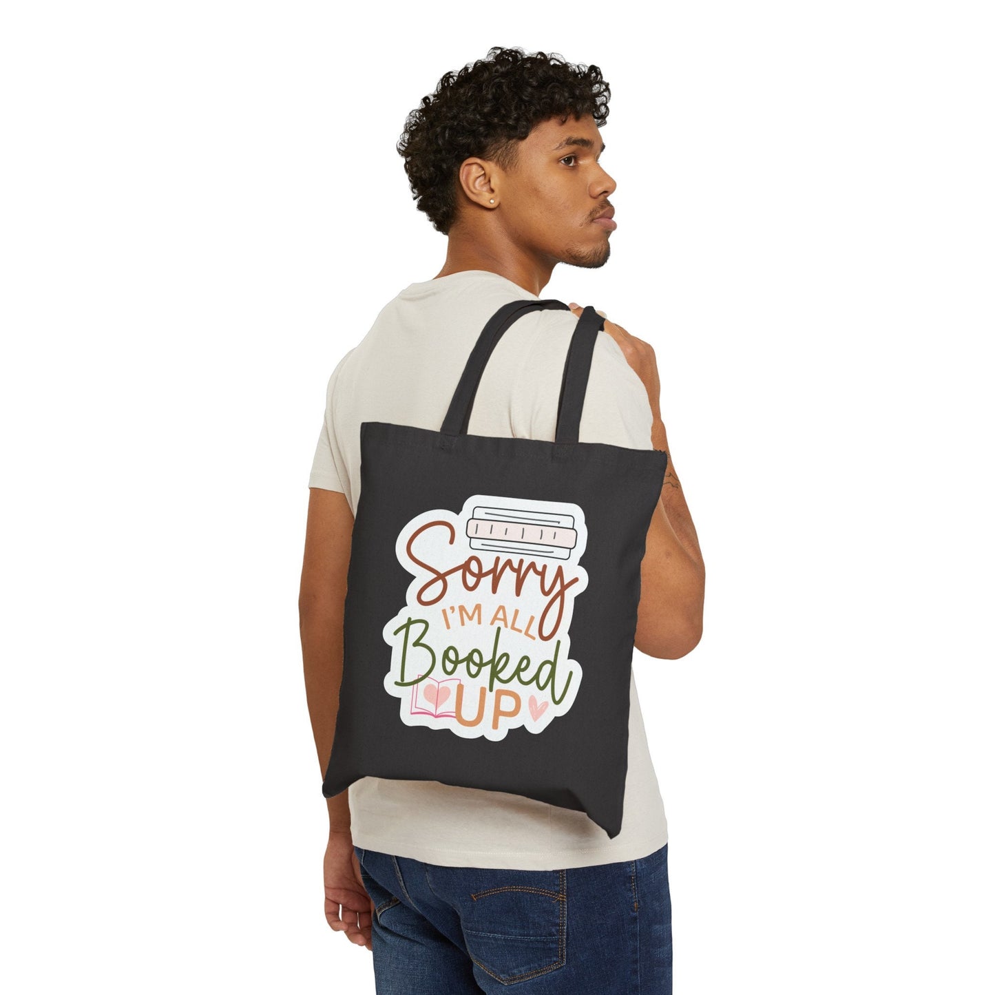 All Booked Up Book bag library tote gift for her power reader book worm book lover book dragon Cotton Canvas Tote Bag