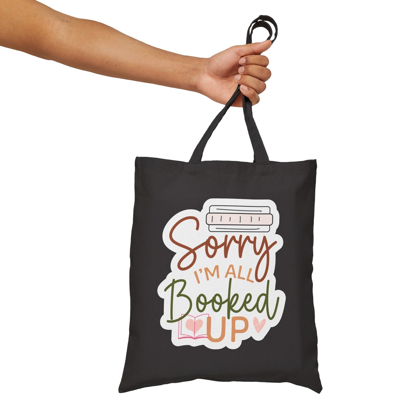 All Booked Up Book bag library tote gift for her power reader book worm book lover book dragon Cotton Canvas Tote Bag