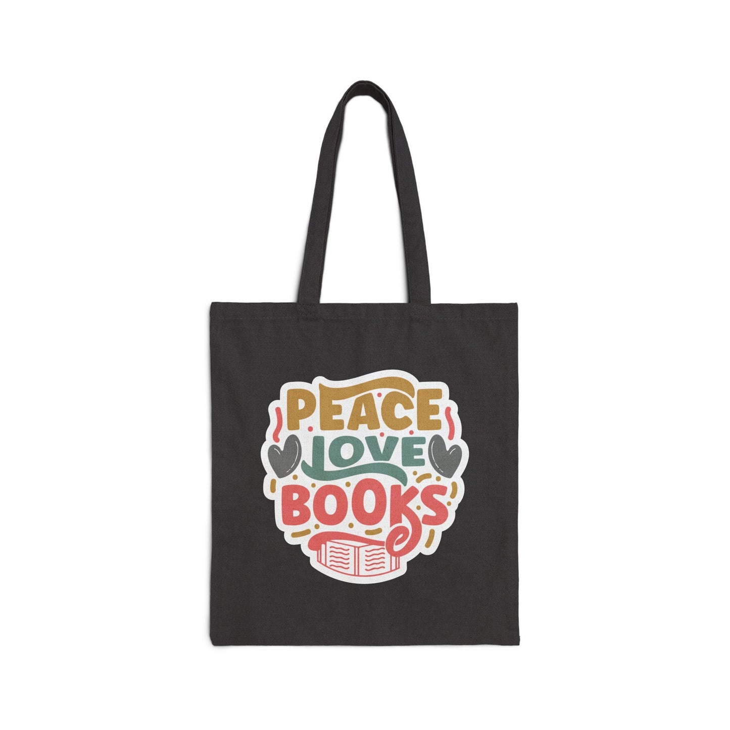 Peace Love Books Library Book Bag Book Lover Gift for Her Power Reader Gift Book Dragon Cotton Canvas Tote Bag