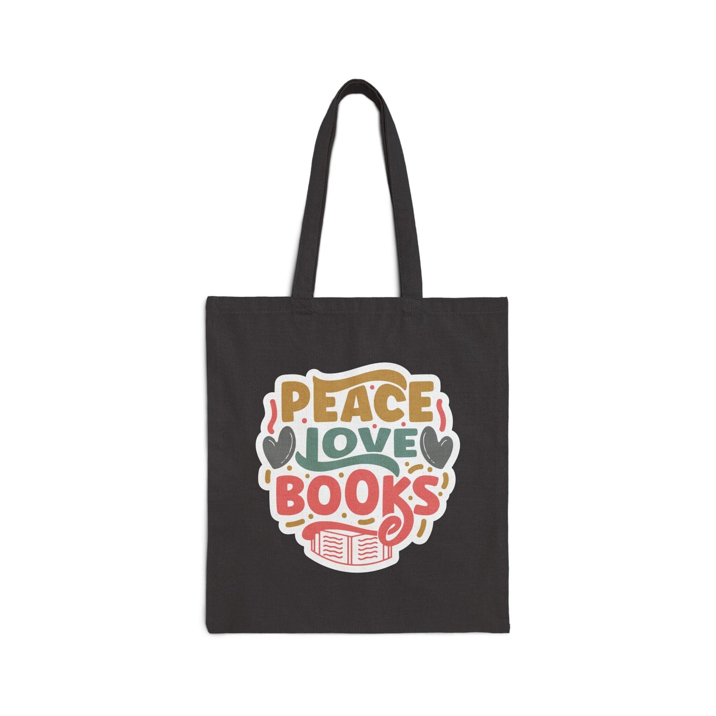 Peace Love Books Library Book Bag Book Lover Gift for Her Power Reader Gift Book Dragon Cotton Canvas Tote Bag
