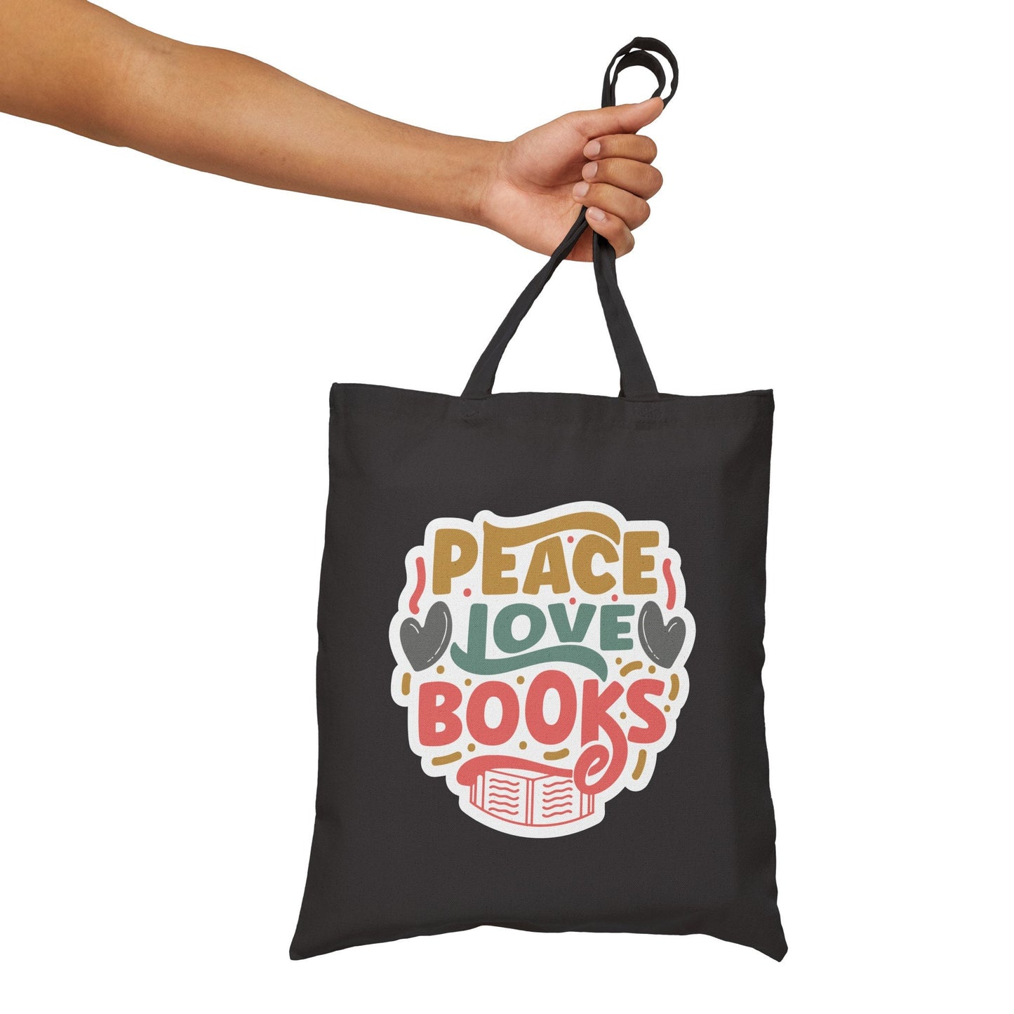 Peace Love Books Library Book Bag Book Lover Gift for Her Power Reader Gift Book Dragon Cotton Canvas Tote Bag
