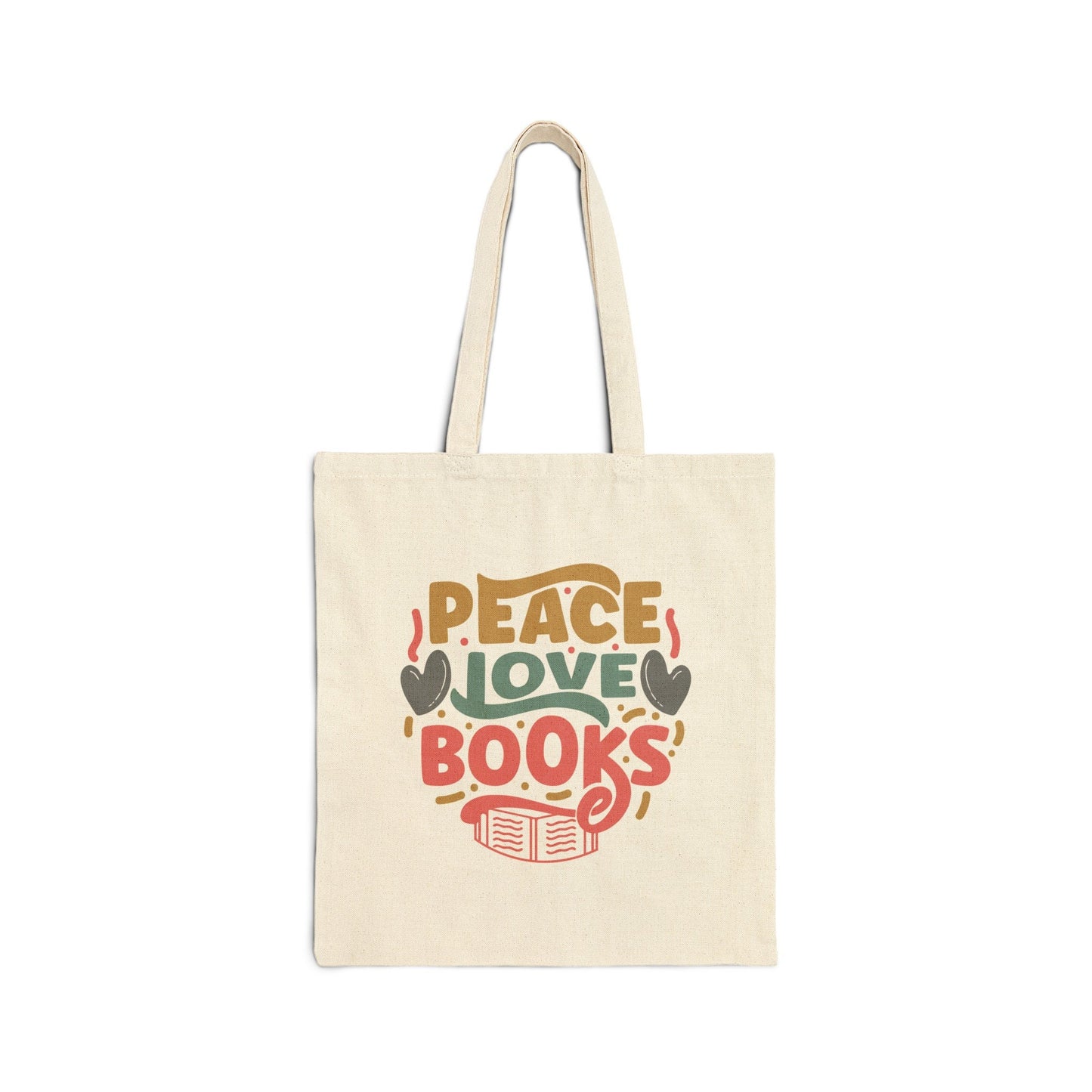 Peace Love Books Library Book Bag Book Lover Gift for Her Power Reader Gift Book Dragon Cotton Canvas Tote Bag