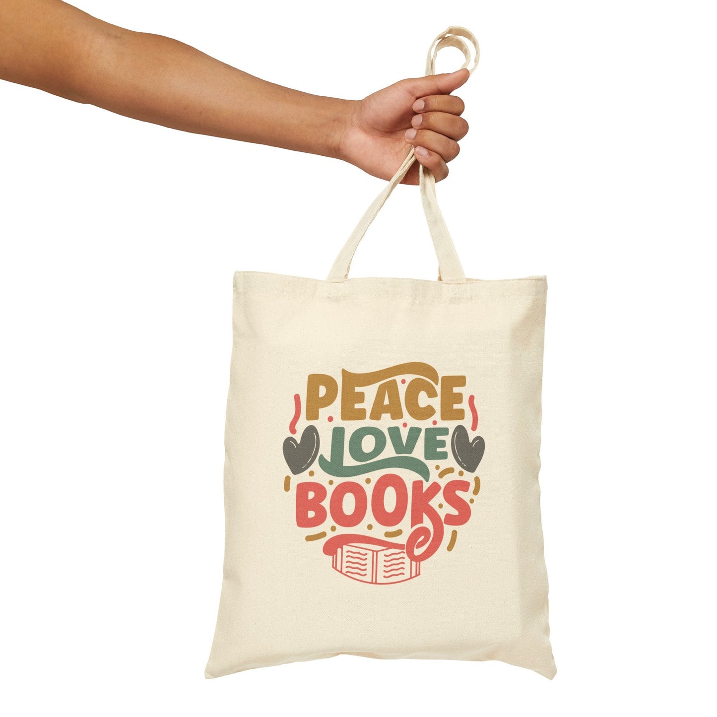 Peace Love Books Library Book Bag Book Lover Gift for Her Power Reader Gift Book Dragon Cotton Canvas Tote Bag