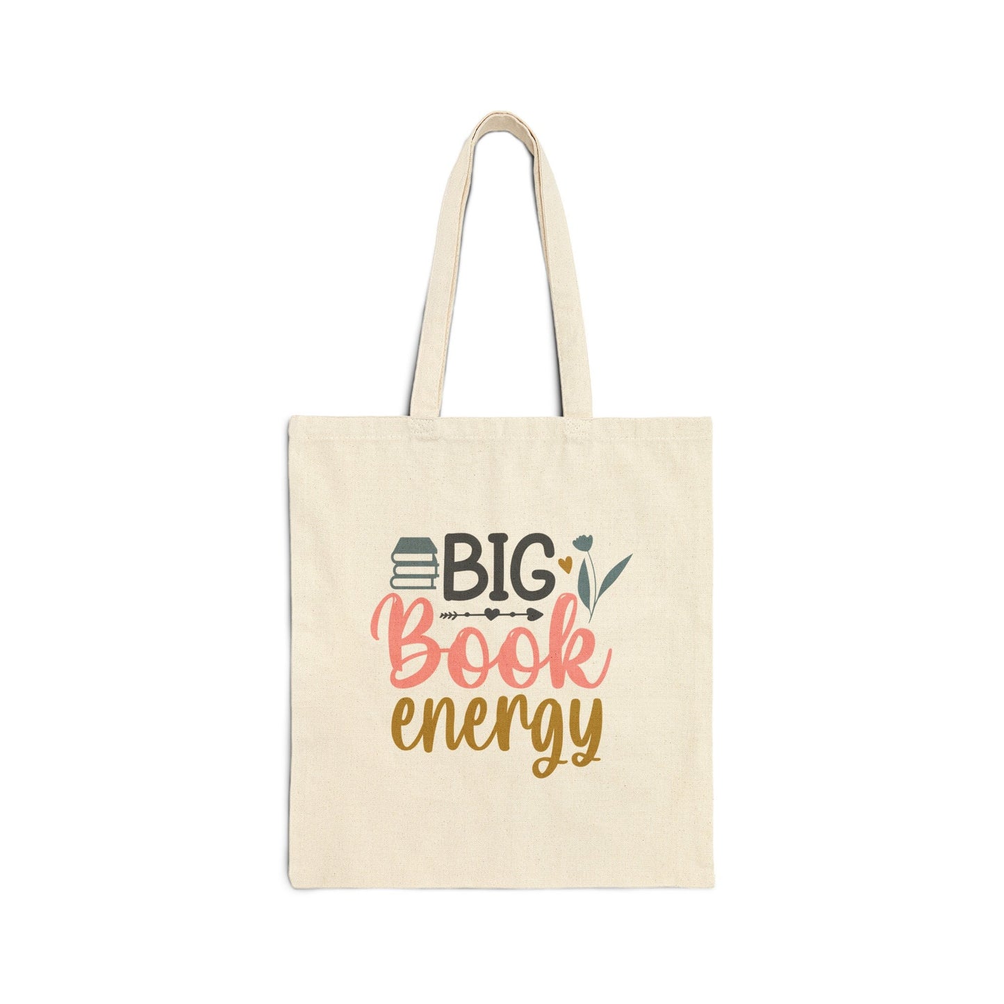 Big Book Energy Book Lover Gift for Her Library book bag for book dragon Cotton Canvas Tote Bag
