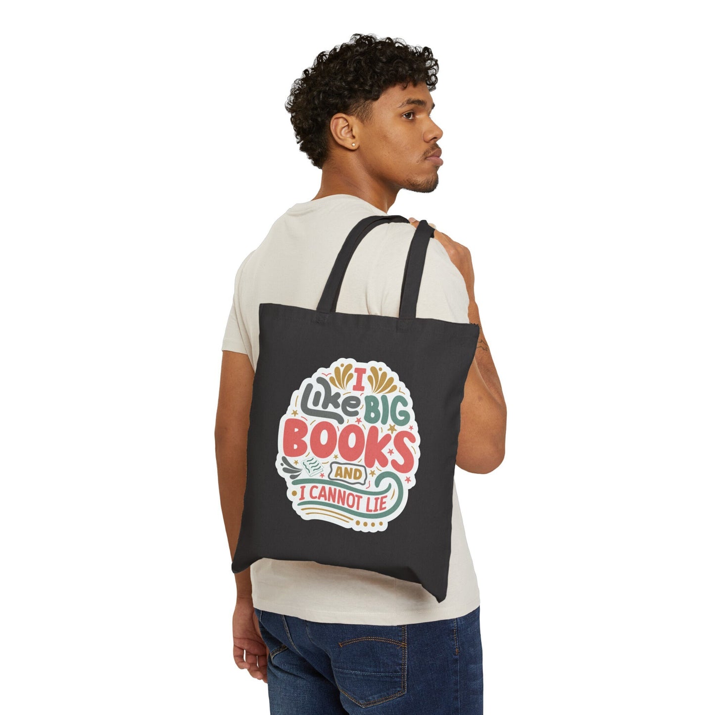 I like big books cannot lie book lover gift for Power Reader Book Dragon library book Bag Cotton Canvas Tote Bag