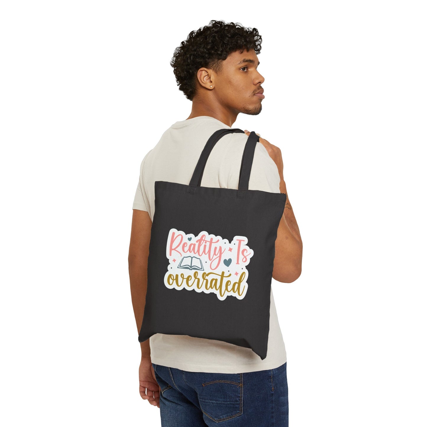 Reality is Overrated Book Lover Gift Library Book Bag for Book Power Reader Book Nerd Book Dragon Gift Cotton Canvas Tote Bag