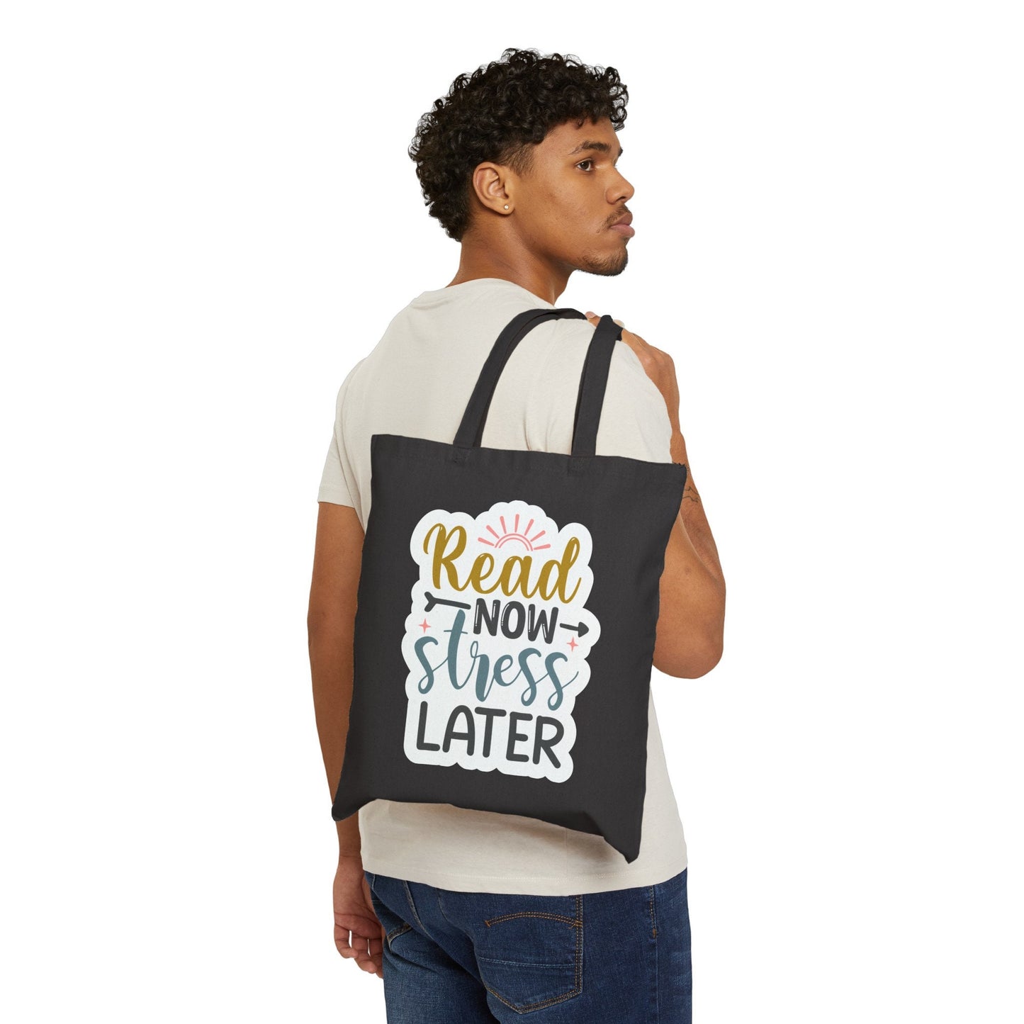 Read Now Stress Later Book Lover Gift for Power Reader Library Book Bag gift Cotton Canvas Tote Bag