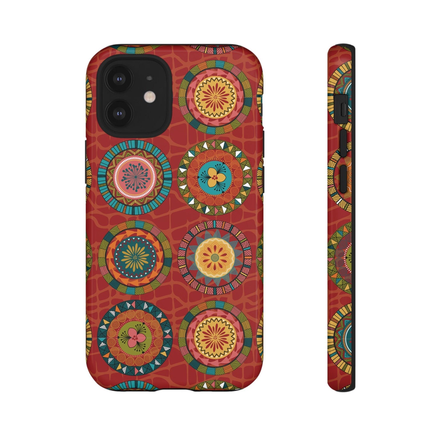 iPhone 12, iPhone 12 Pro, iPhone 12 Mini, iPhone 12 Pro Max Tough Cases Blue Coral Green Yellow Circles Round Colors