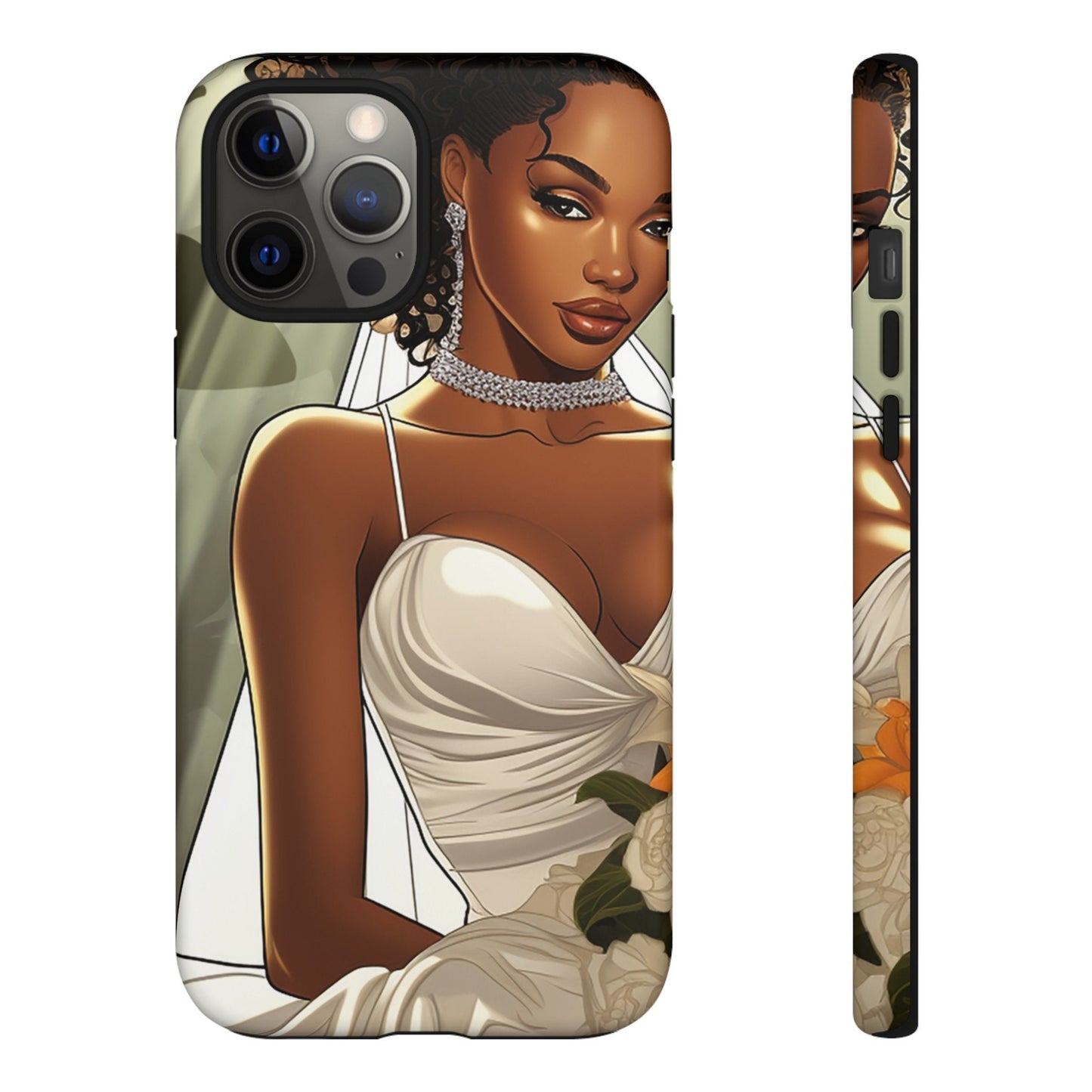iPhone 12, iPhone 12 Pro, iPhone 12 Mini, iPhone 12 Pro Max Tough Cases African American Bride Black bride wedding Dress Wedding Gown