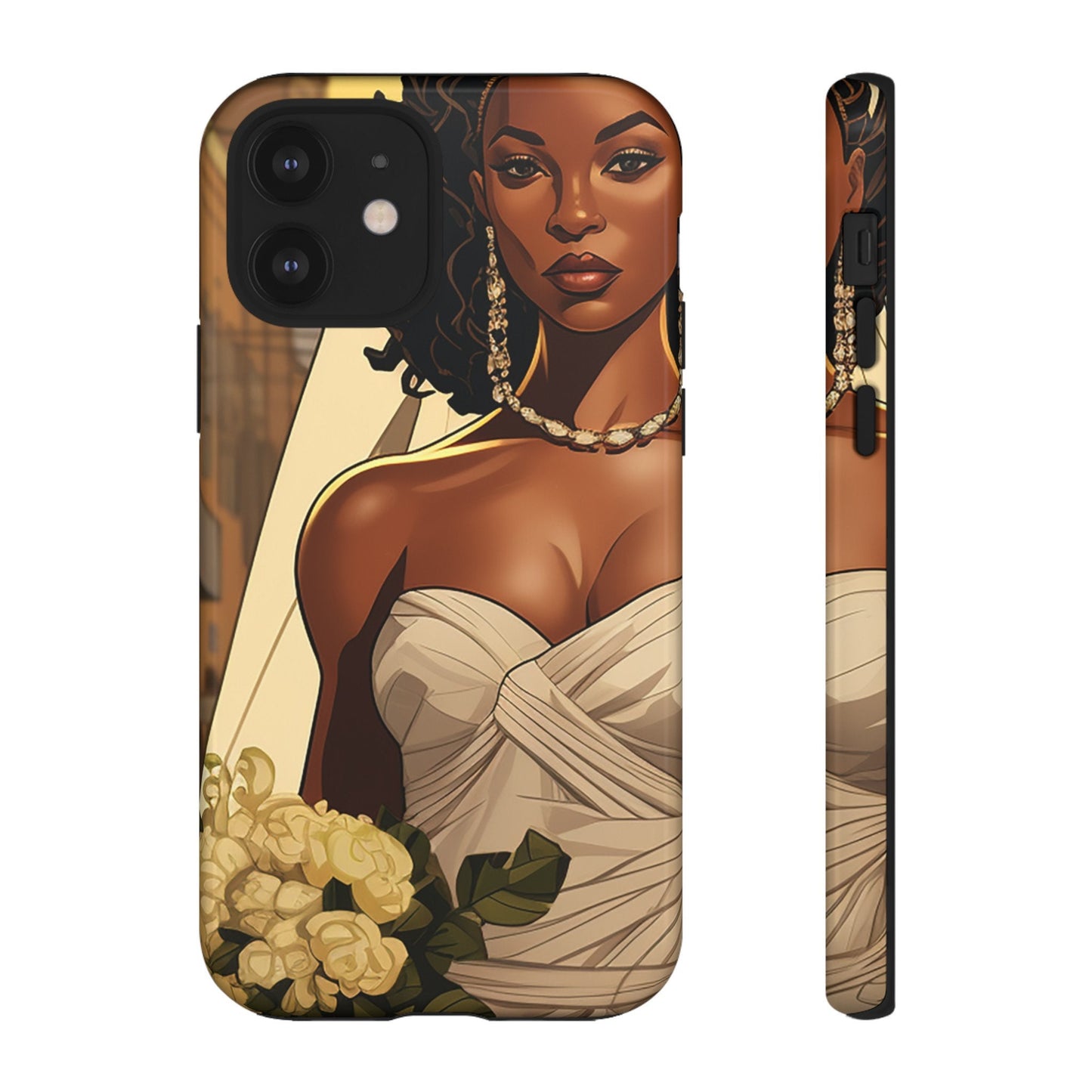 iPhone 12, iPhone 12 Pro, iPhone 12 Mini, iPhone 12 Pro Max Tough Cases African American Bride Black bride wedding Dress Wedding Gown