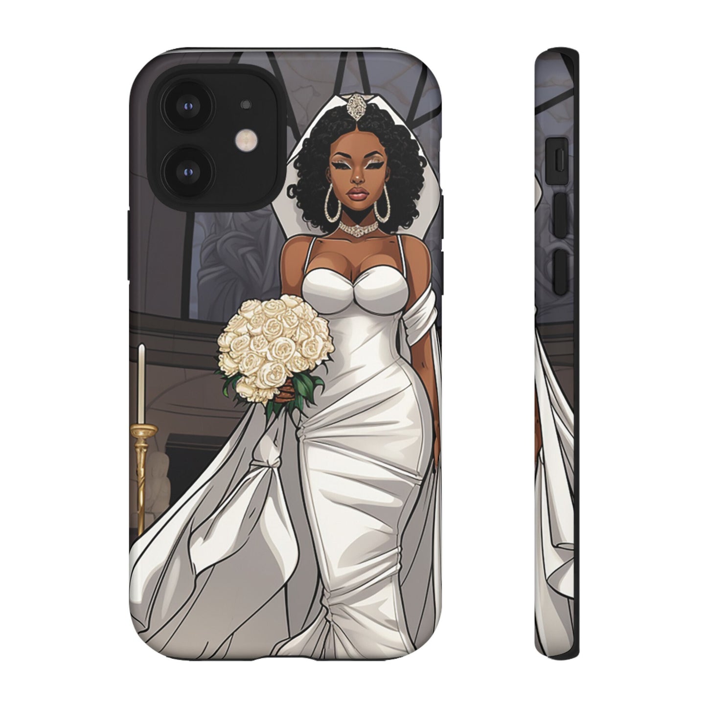 iPhone 12, iPhone 12 Pro, iPhone 12 Mini, iPhone 12 Pro Max Tough Cases African American Bride Black bride wedding Dress Wedding Gown