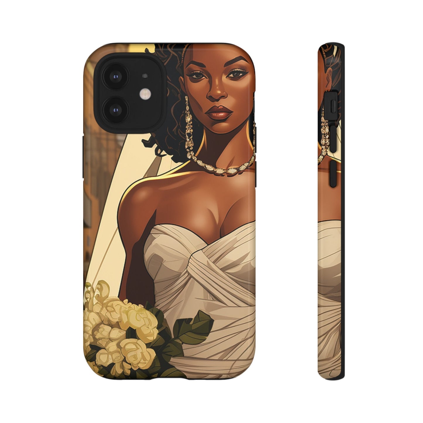 iPhone 12, iPhone 12 Pro, iPhone 12 Mini, iPhone 12 Pro Max Tough Cases African American Bride Black bride wedding Dress Wedding Gown