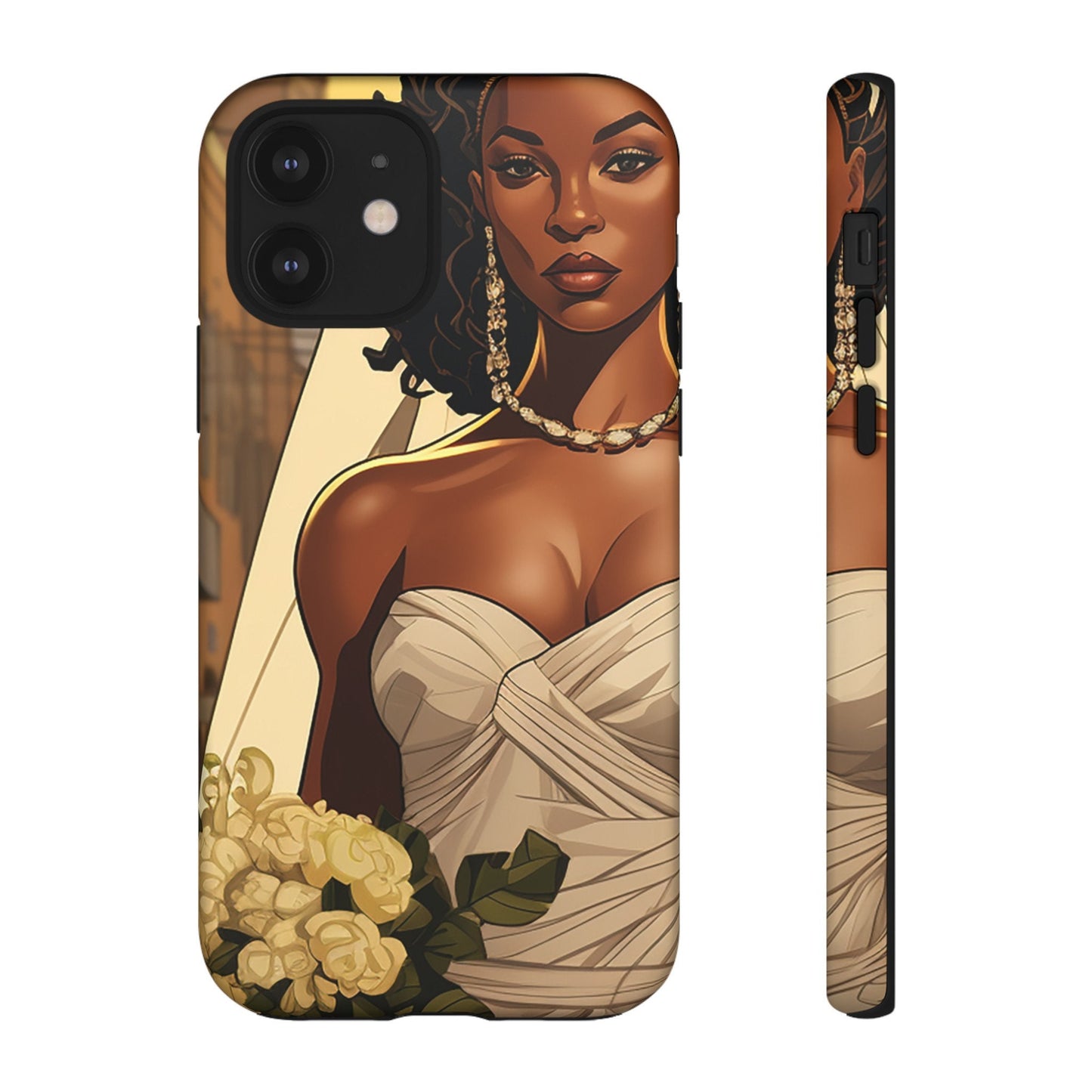 iPhone 12, iPhone 12 Pro, iPhone 12 Mini, iPhone 12 Pro Max Tough Cases African American Bride Black bride wedding Dress Wedding Gown