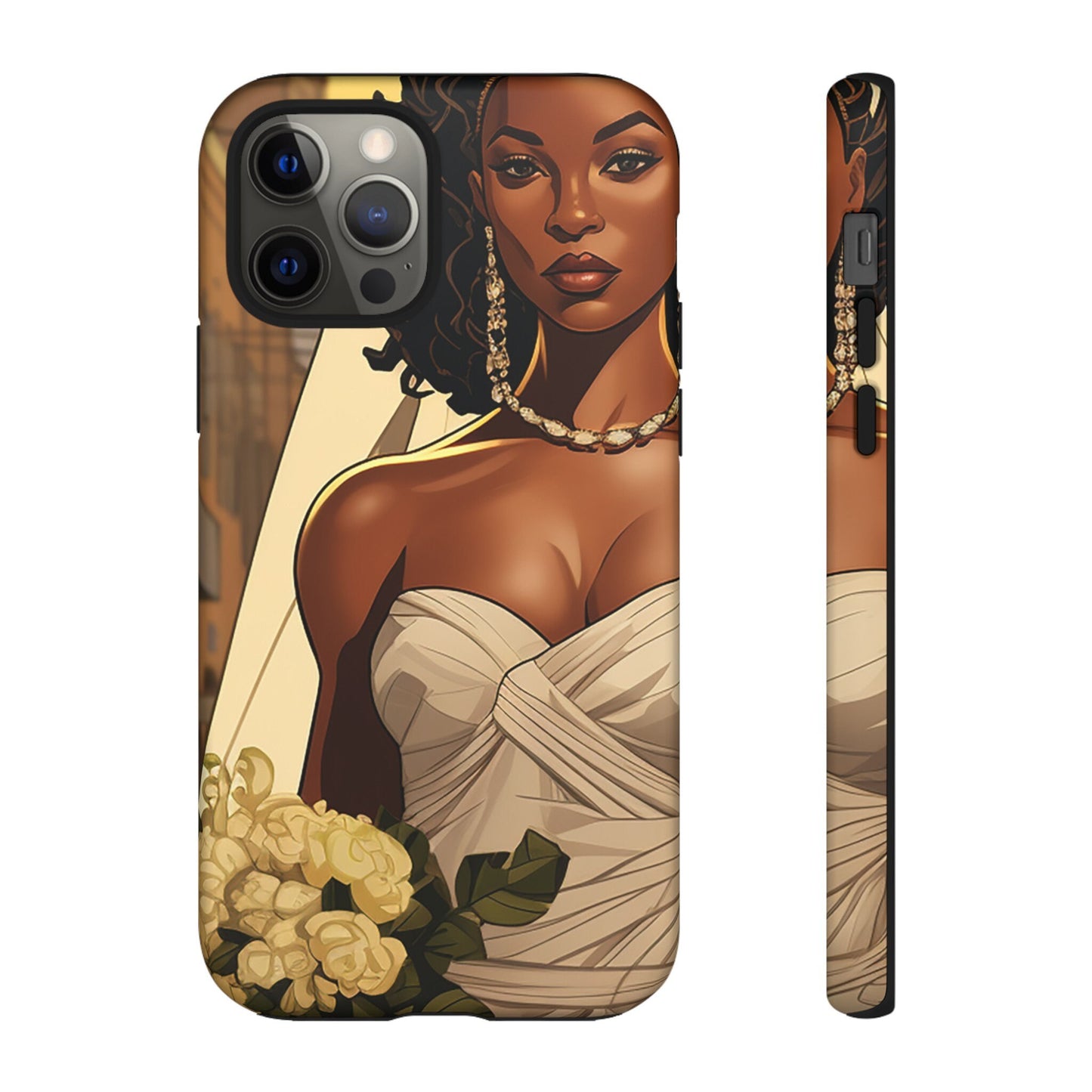 iPhone 12, iPhone 12 Pro, iPhone 12 Mini, iPhone 12 Pro Max Tough Cases African American Bride Black bride wedding Dress Wedding Gown
