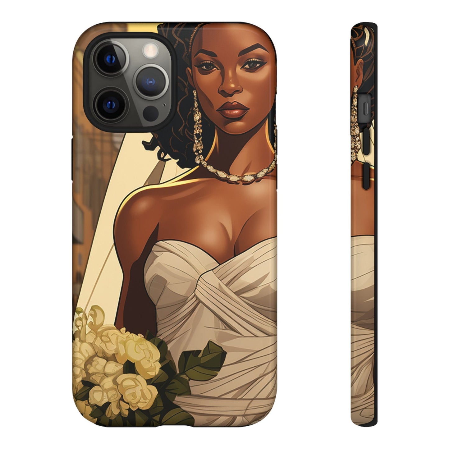 iPhone 12, iPhone 12 Pro, iPhone 12 Mini, iPhone 12 Pro Max Tough Cases African American Bride Black bride wedding Dress Wedding Gown