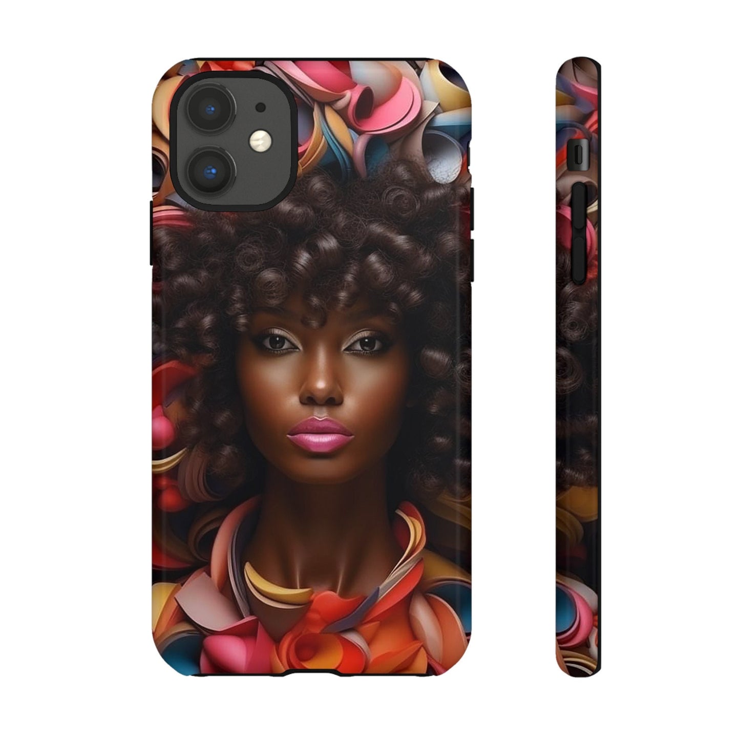 iPhone 11, iPhone 11 Pro, iPhone 11 Tough Cases African American Woman Black Women in Flowers Red Yellow Orange