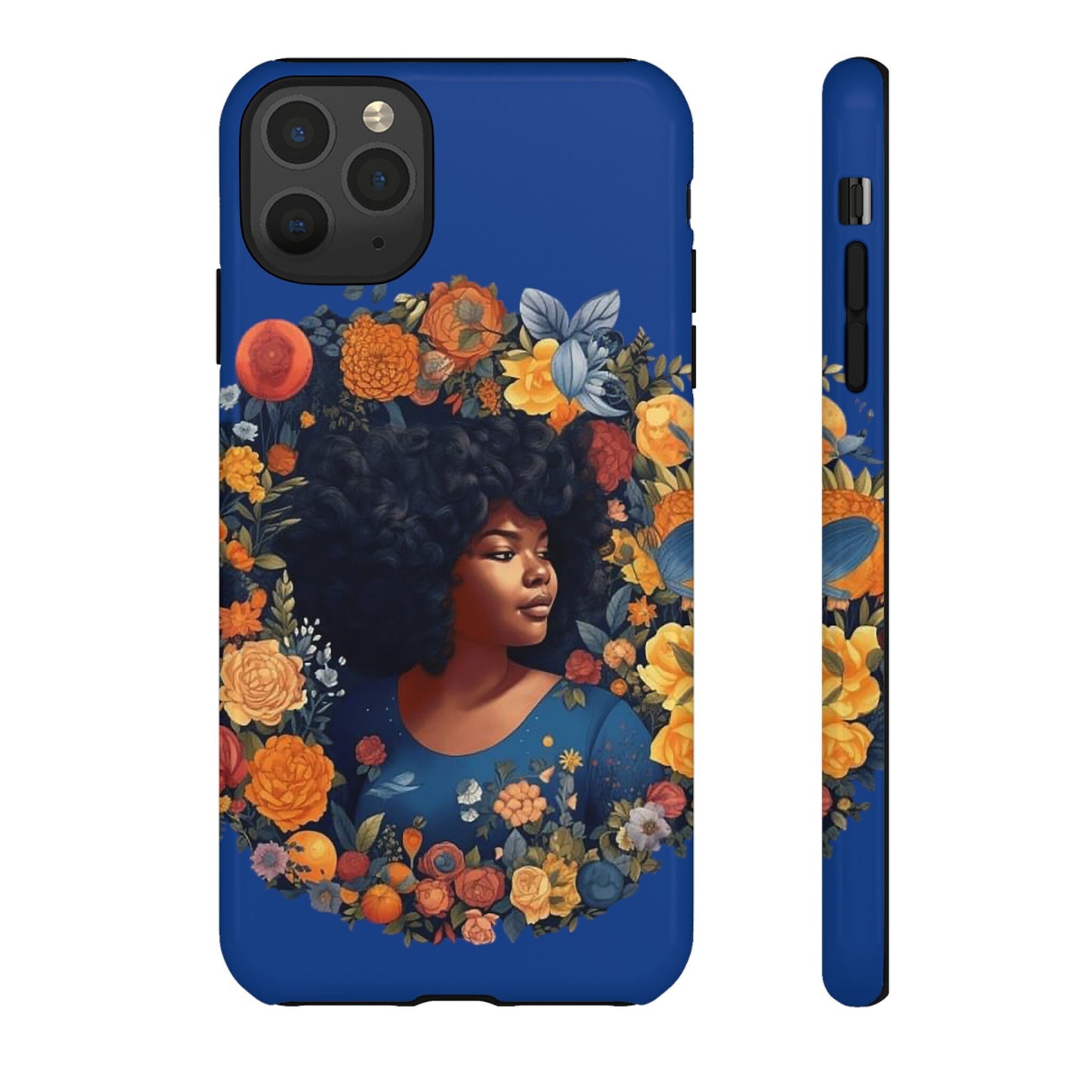 iPhone 11, iPhone 11 Pro, iPhone 11 Tough Cases African American Black Women in Flower Wreath Blue Green Orange