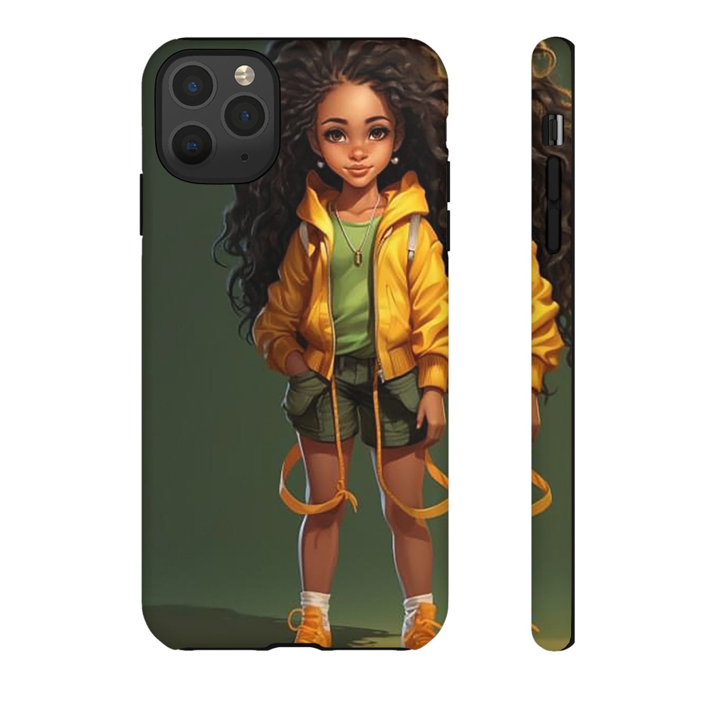 iPhone 11, iPhone 11 Pro, iPhone 11 Tough Case African American Young Woman Black in Yellow Hoodie Yellow Sweatshirt