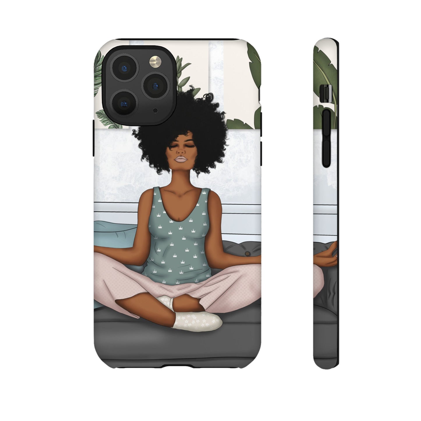 iPhone 11, iPhone 11 Pro, iPhone 11 Tough Cases African American Woman Black Woman Yoga Namaste Peace Joy