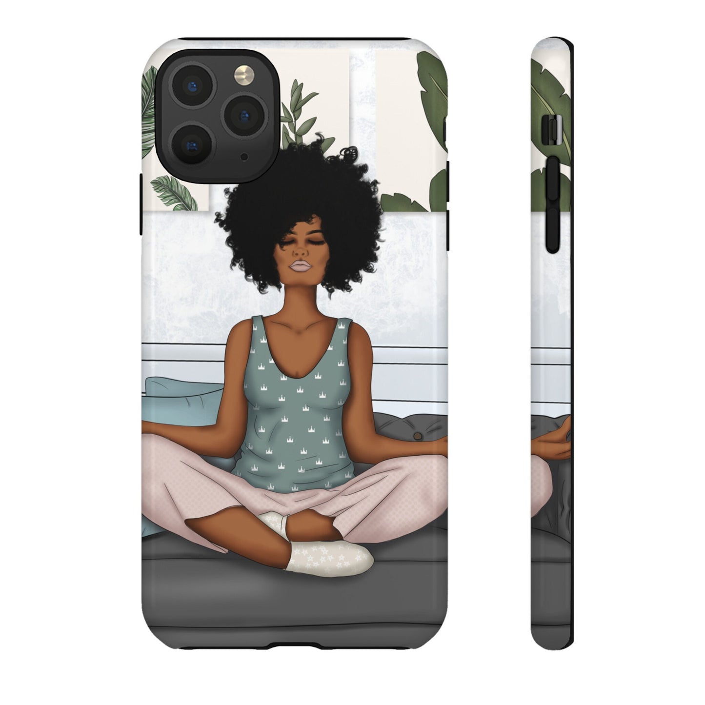 iPhone 11, iPhone 11 Pro, iPhone 11 Tough Cases African American Woman Black Woman Yoga Namaste Peace Joy