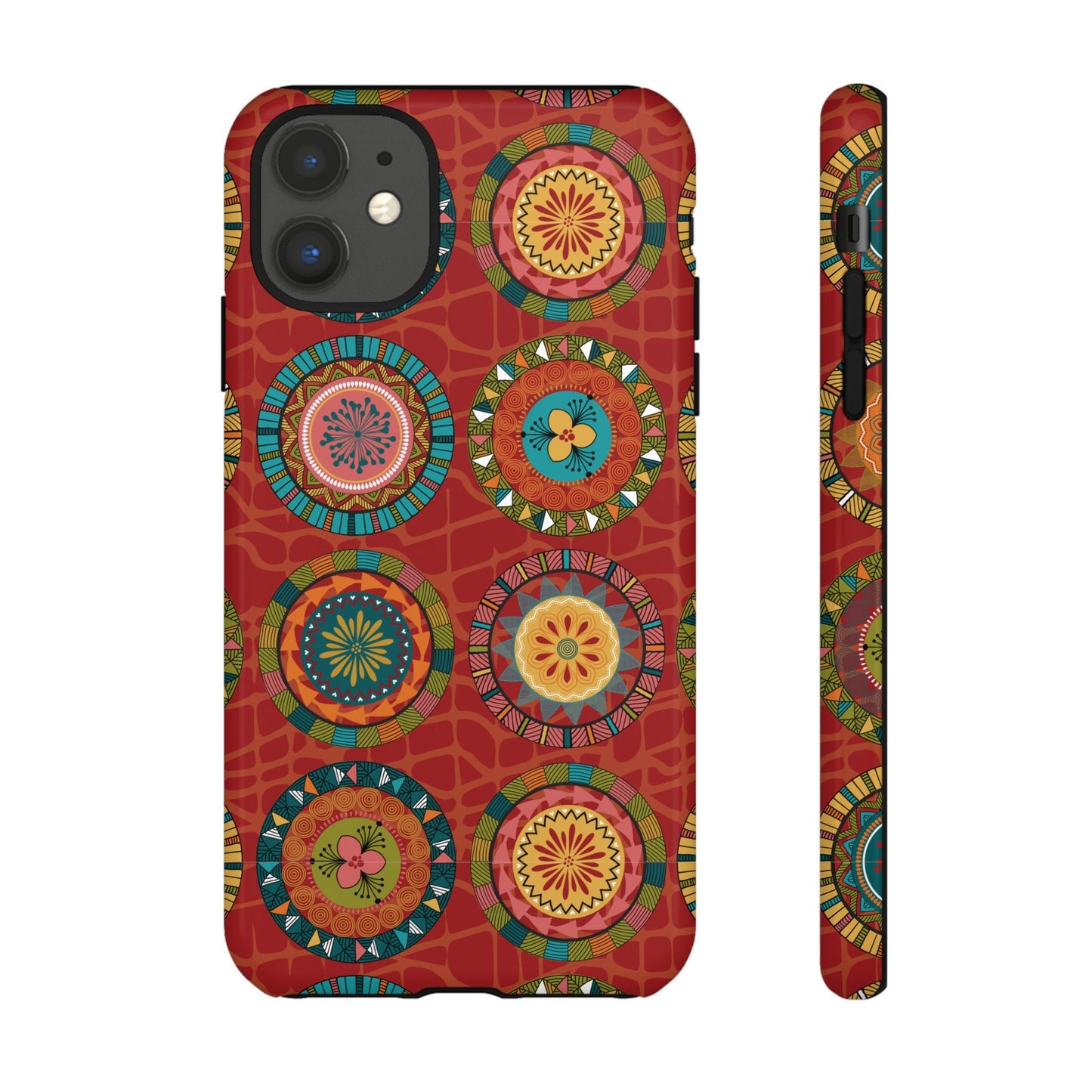 iPhone 11, iPhone 11 Pro, iPhone 11 Tough Cases Blue Coral Green Yellow Circles Round Colors