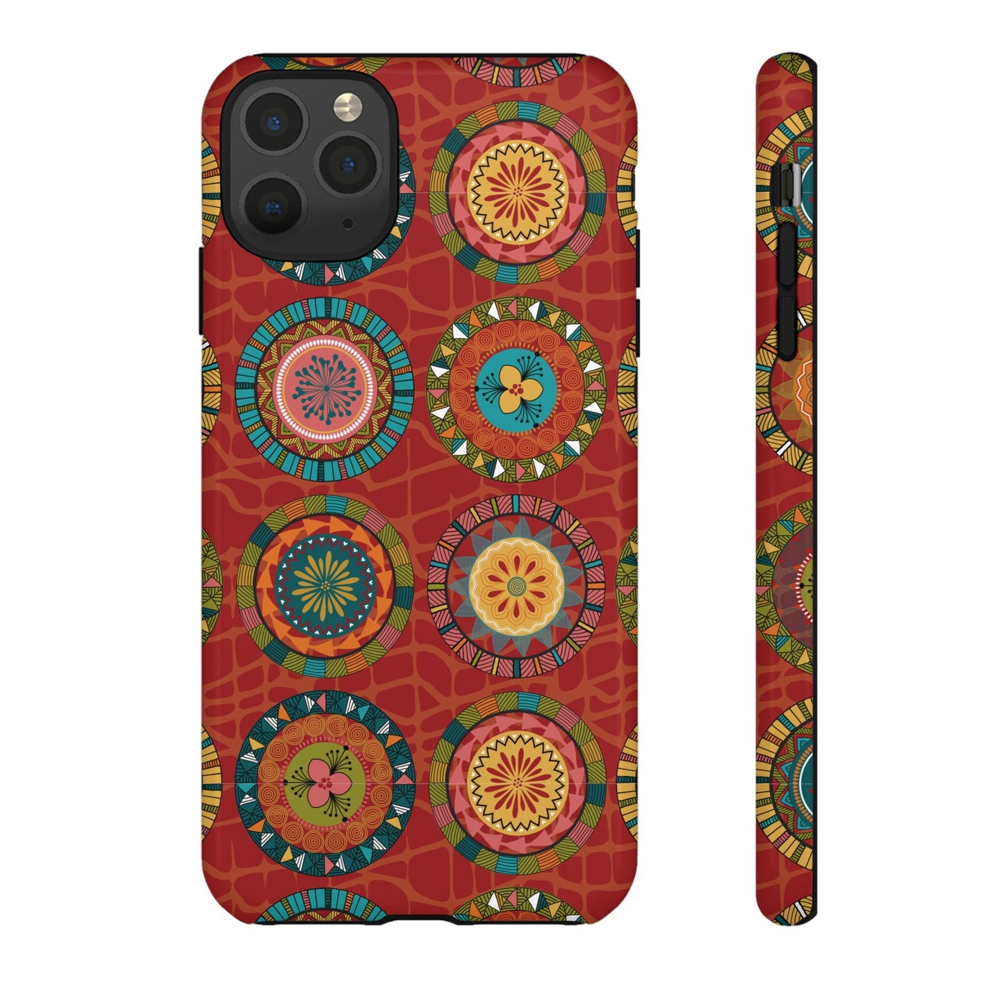 iPhone 11, iPhone 11 Pro, iPhone 11 Tough Cases Blue Coral Green Yellow Circles Round Colors