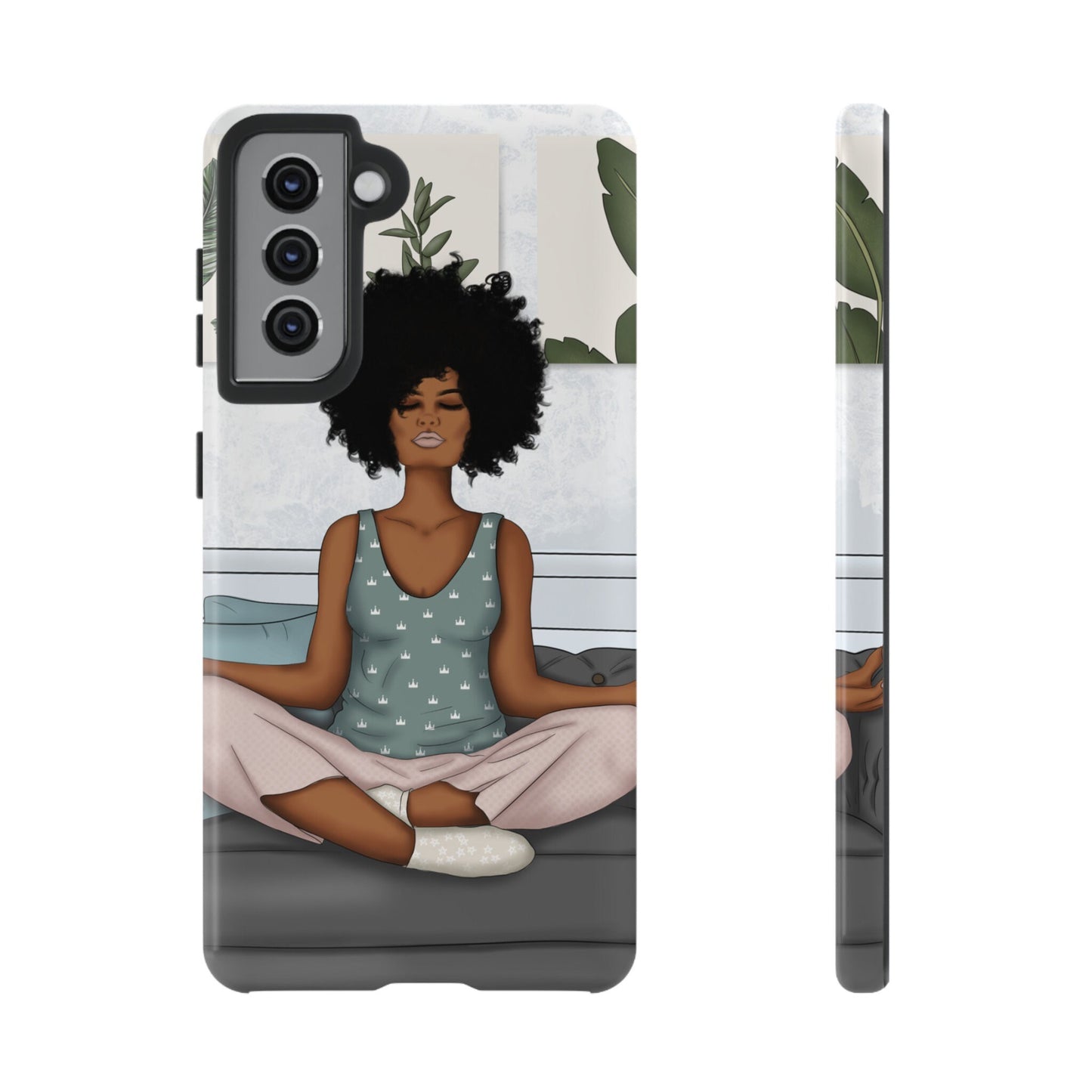 Samsung Galaxy S21 Samsung Galaxy S21 Plus Samsung Galaxy S21 Ultra S21 FE Tough Case African American Woman Black Woman Yoga Namaste Peace