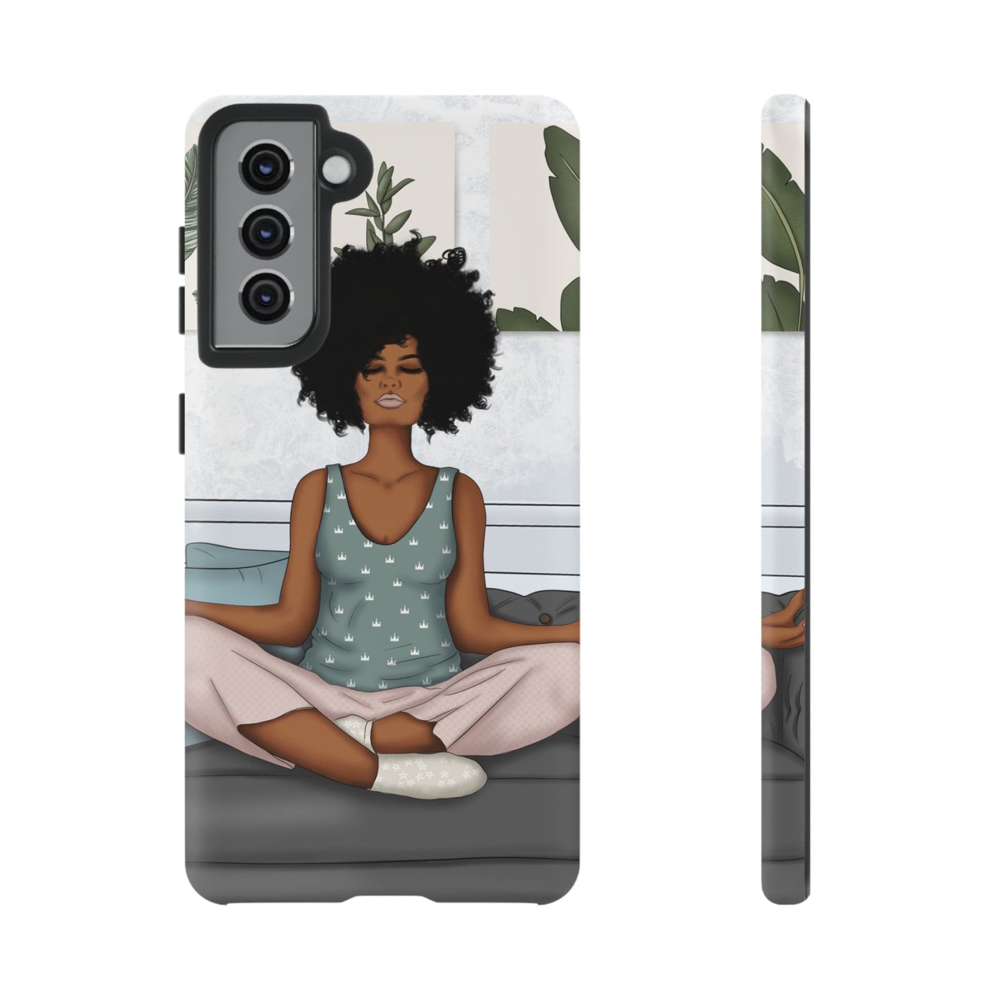 Samsung Galaxy S21 Samsung Galaxy S21 Plus Samsung Galaxy S21 Ultra S21 FE Tough Case African American Woman Black Woman Yoga Namaste Peace