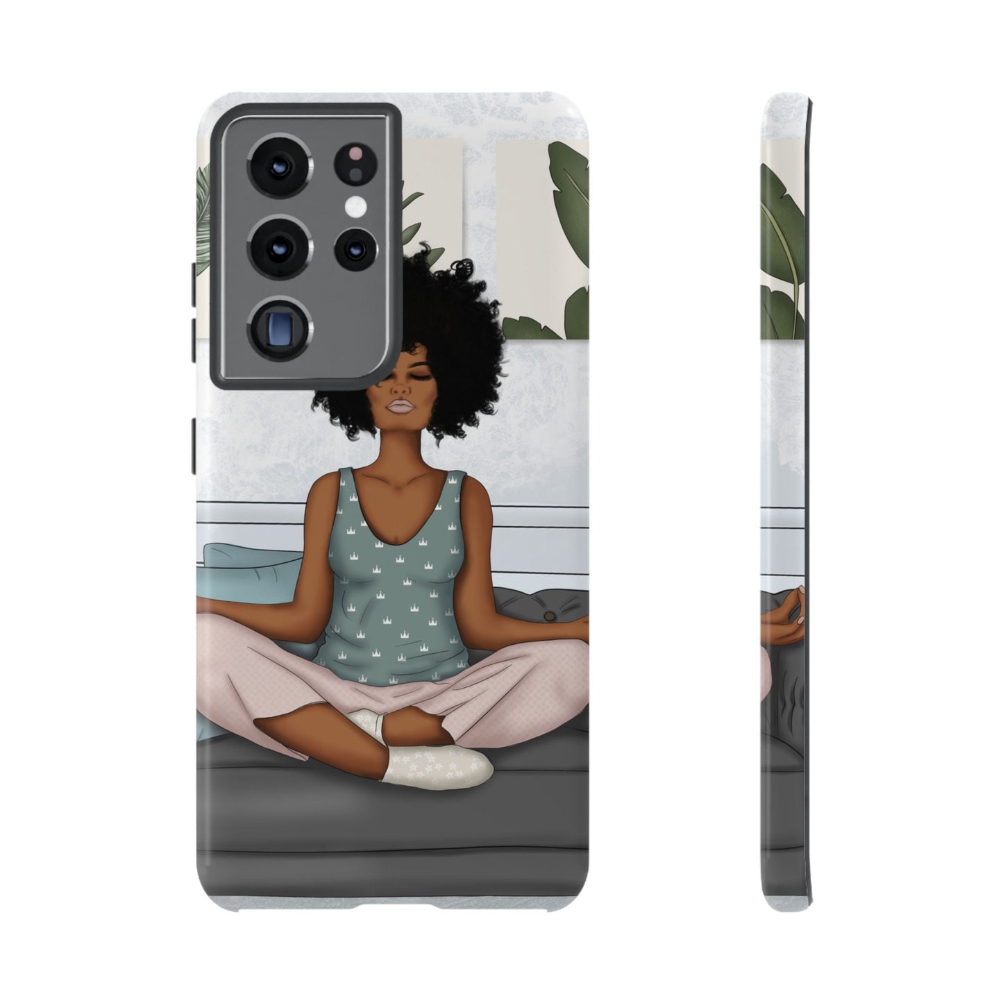 Samsung Galaxy S21 Samsung Galaxy S21 Plus Samsung Galaxy S21 Ultra S21 FE Tough Case African American Woman Black Woman Yoga Namaste Peace