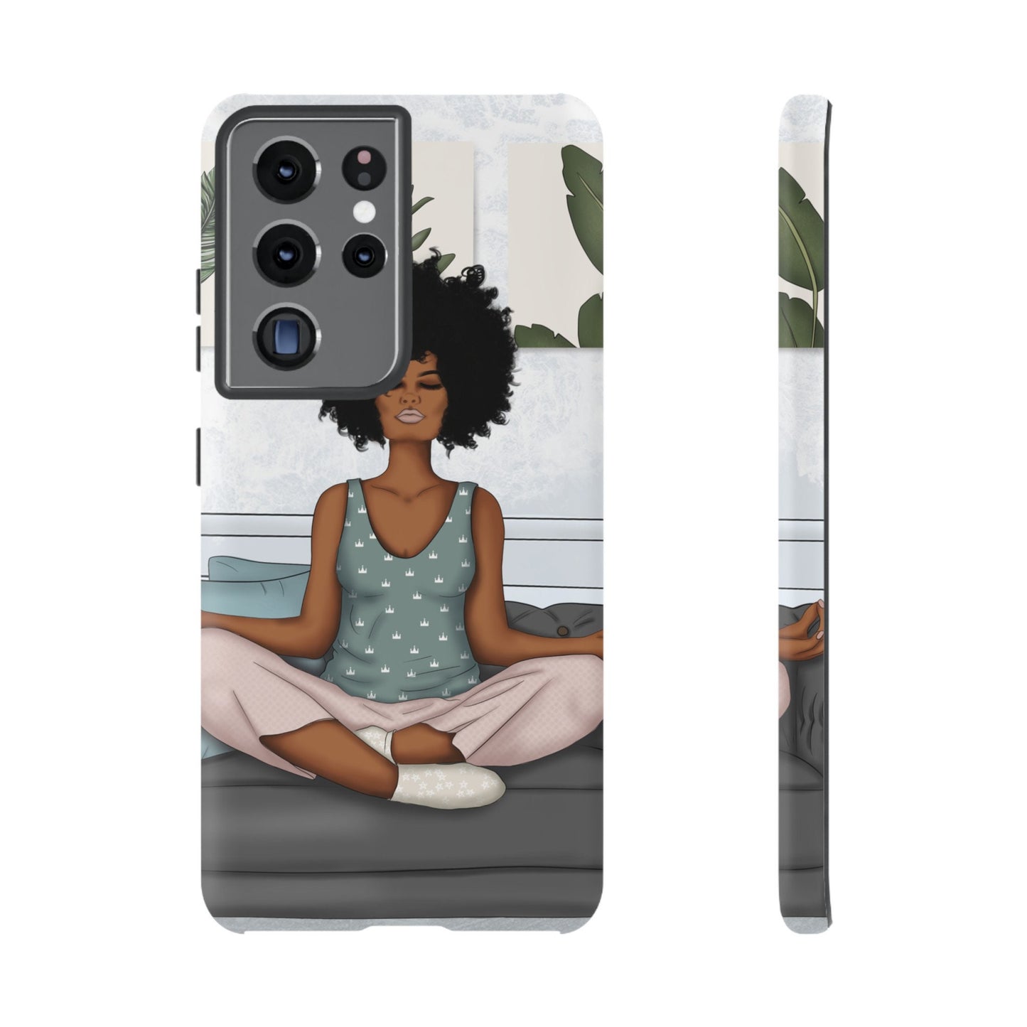 Samsung Galaxy S21 Samsung Galaxy S21 Plus Samsung Galaxy S21 Ultra S21 FE Tough Case African American Woman Black Woman Yoga Namaste Peace