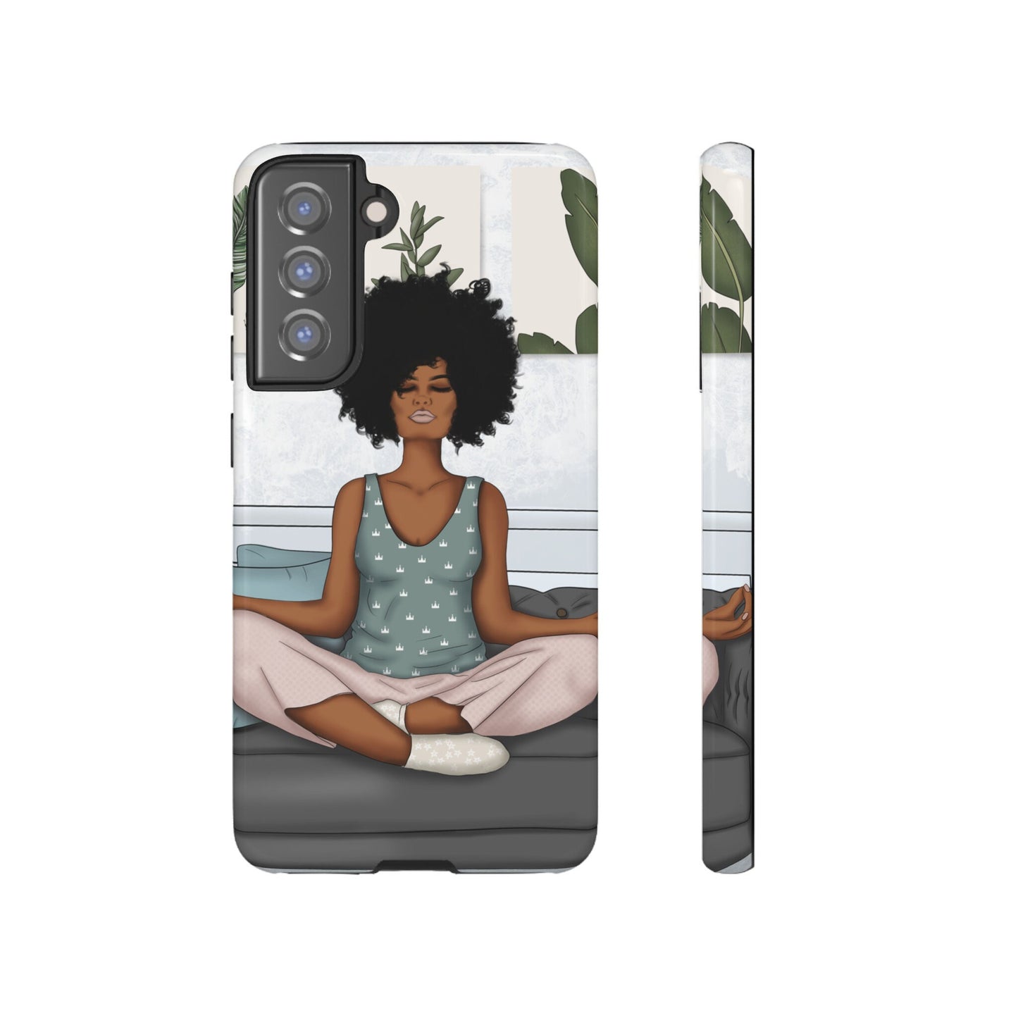 Samsung Galaxy S21 Samsung Galaxy S21 Plus Samsung Galaxy S21 Ultra S21 FE Tough Case African American Woman Black Woman Yoga Namaste Peace