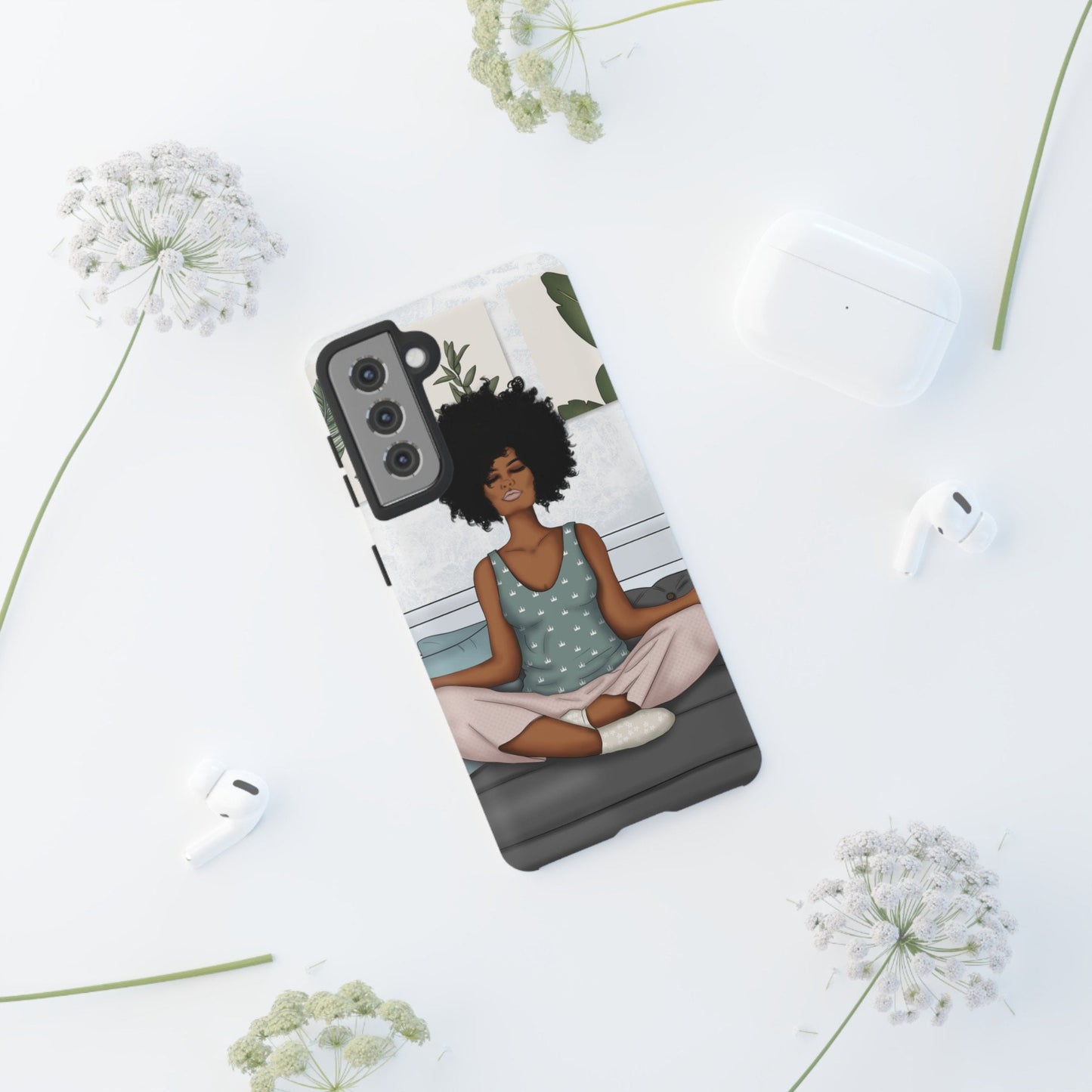 Samsung Galaxy S21 Samsung Galaxy S21 Plus Samsung Galaxy S21 Ultra S21 FE Tough Case African American Woman Black Woman Yoga Namaste Peace