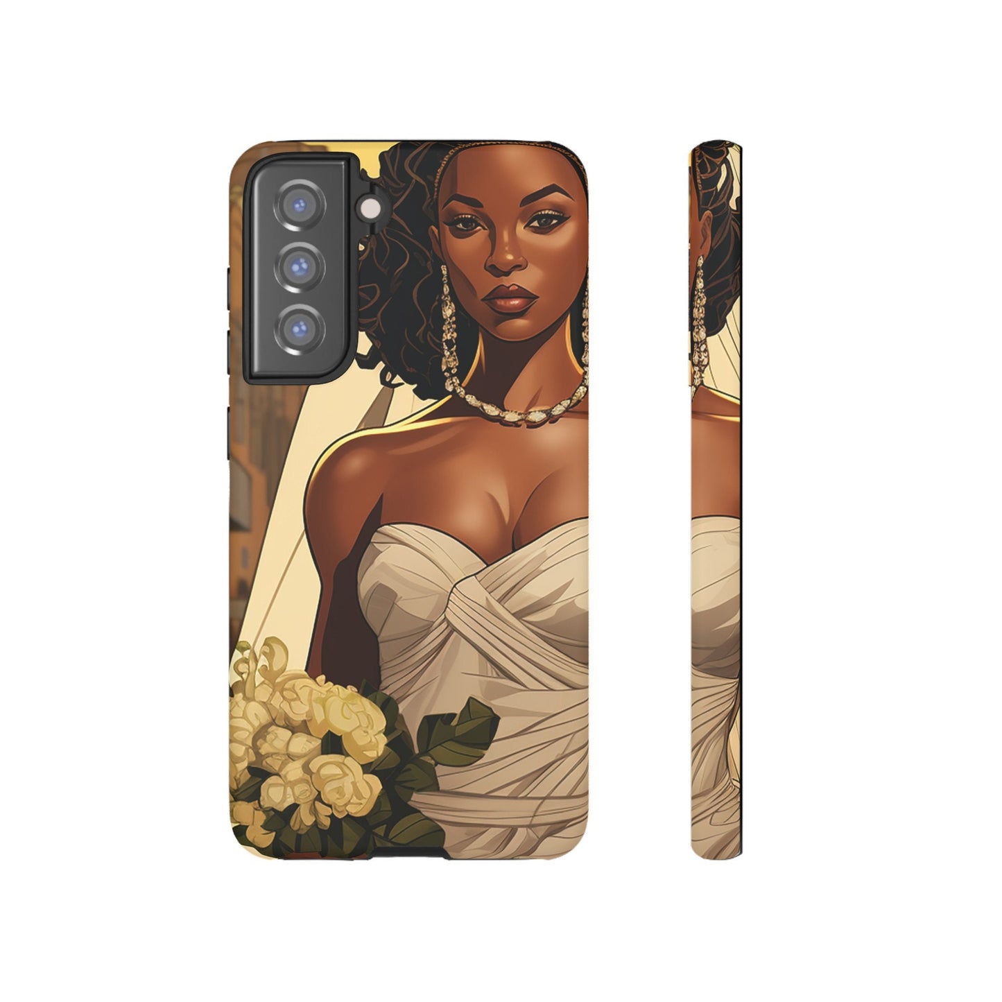 Samsung Galaxy S21 Samsung Galaxy S21 Plus Samsung Galaxy S21 Ultra S21 FE Tough Case AfricanAmerican Bride Black wedding Dress Wedding Gown