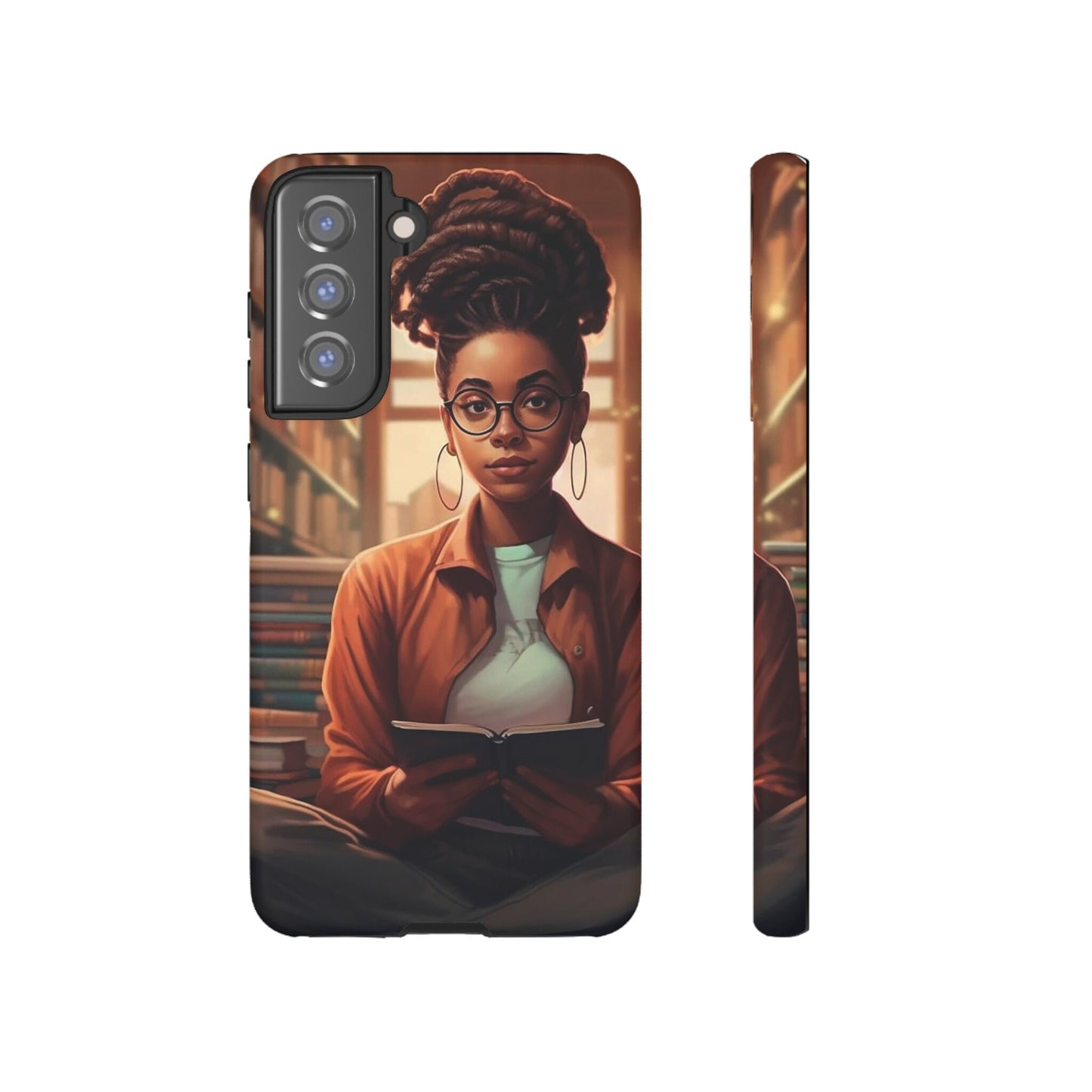 Samsung Galaxy S21 Samsung Galaxy S21 Plus Samsung Galaxy S21 Ultra S21 FE Tough Case AfricanAmerican Reader Woman Book Dragon Power Reader