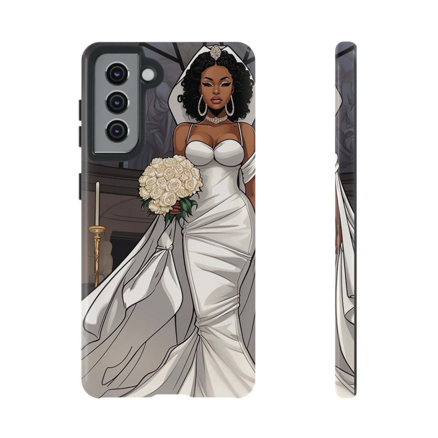 Samsung Galaxy S21 Samsung Galaxy S21 Plus Galaxy S21 Ultra S21 FE Tough Case African American Bride Black bride wedding Dress Wedding Gown