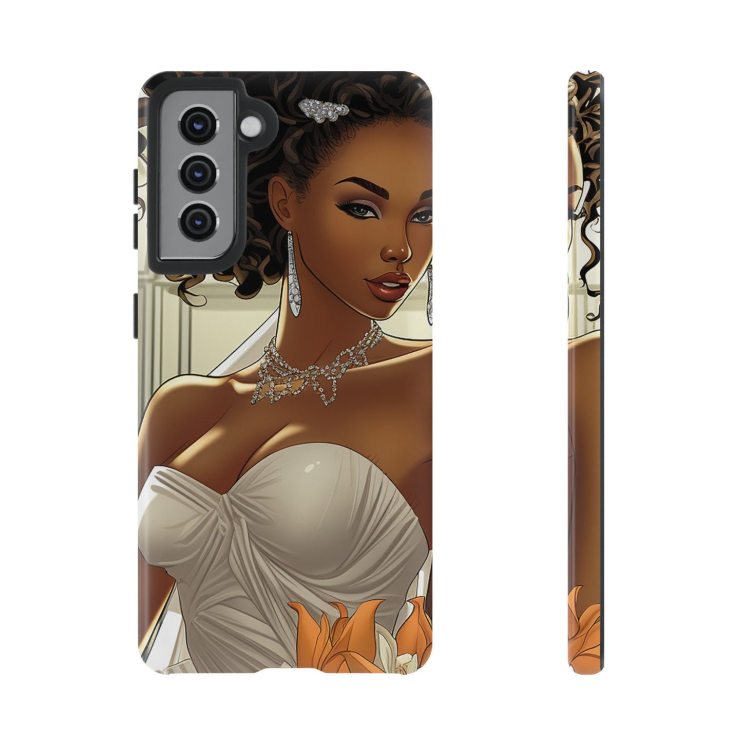 Samsung Galaxy S21 Samsung Galaxy S21 Plus Samsung Galaxy S21 Ultra S21 FE Tough Case African American Black bride Dress Wedding Gown