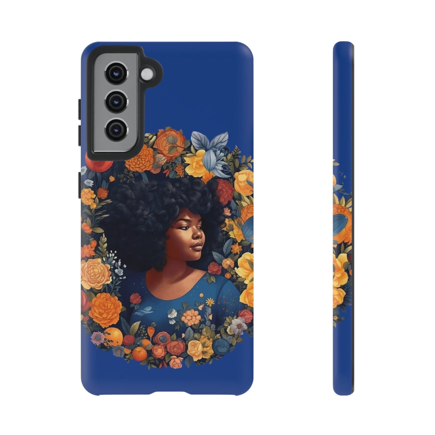 Galaxy S21 Samsung Galaxy S21 Plus Samsung Galaxy S21 Ultra S21 FE Tough Case African American Black Women Flower Wreath Blue Green Orange