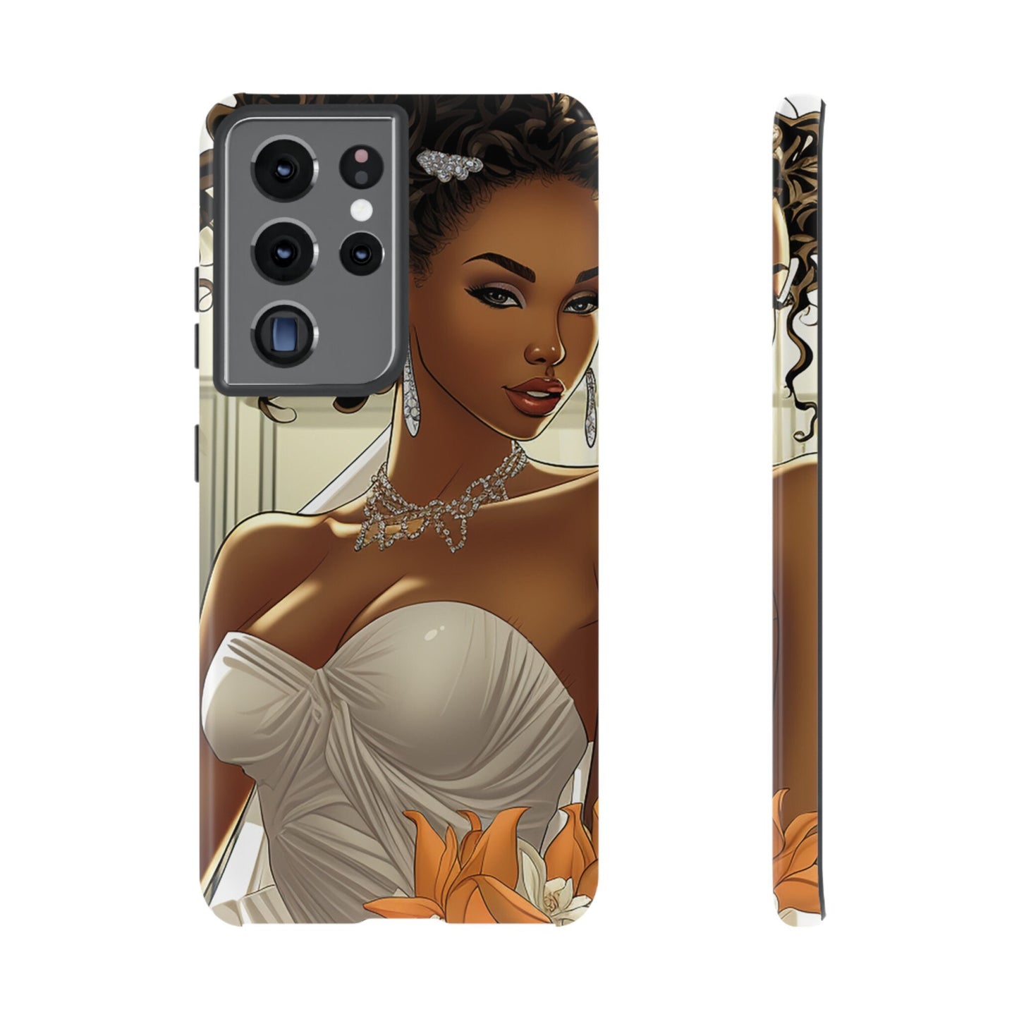 Samsung Galaxy S21 Samsung Galaxy S21 Plus Samsung Galaxy S21 Ultra S21 FE Tough Case African American Black bride Dress Wedding Gown