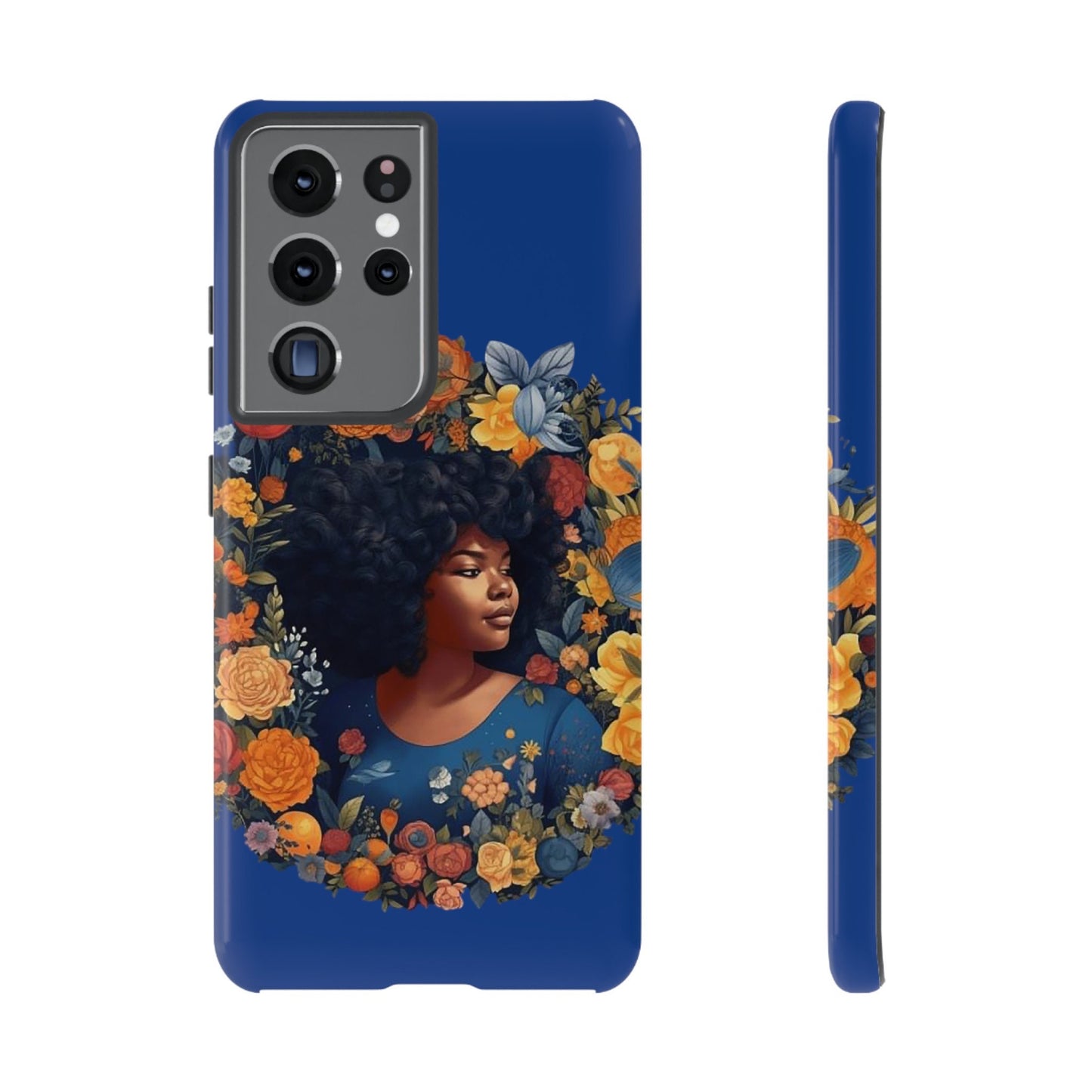 Galaxy S21 Samsung Galaxy S21 Plus Samsung Galaxy S21 Ultra S21 FE Tough Case African American Black Women Flower Wreath Blue Green Orange