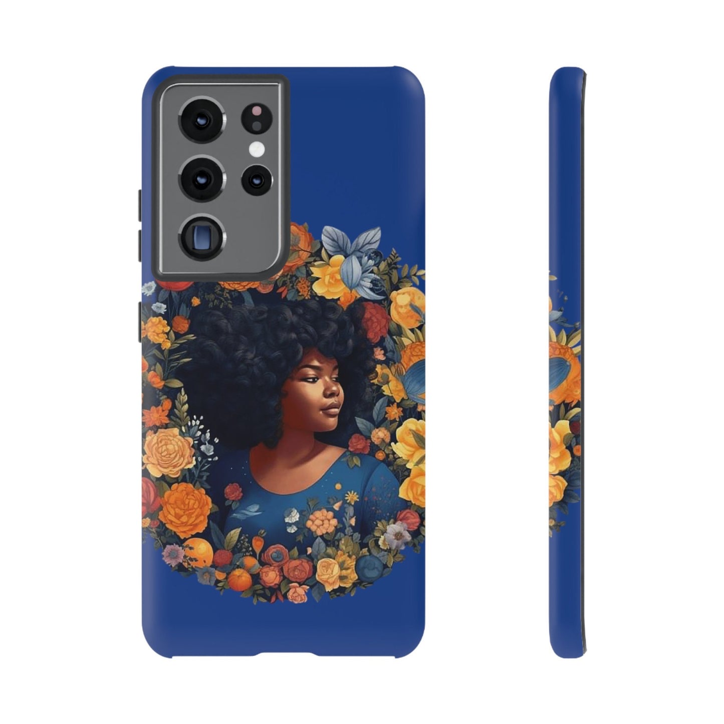 Galaxy S21 Samsung Galaxy S21 Plus Samsung Galaxy S21 Ultra S21 FE Tough Case African American Black Women Flower Wreath Blue Green Orange
