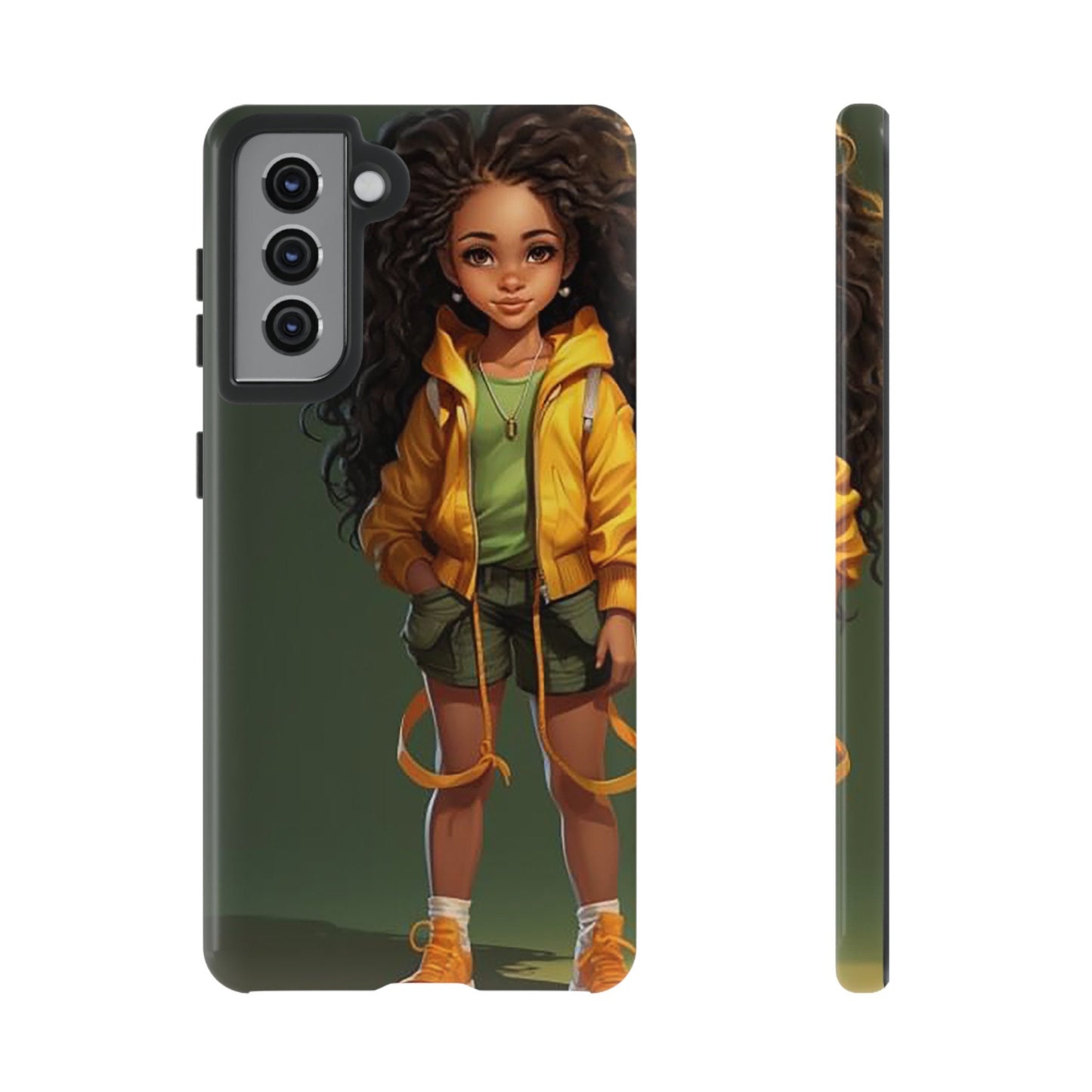Galaxy S21 Samsung Galaxy S21 Plus Samsung Galaxy S21 Ultra S21 FE Tough Case African American Girl Black Yellow Hoodie Yellow Sweatshirt