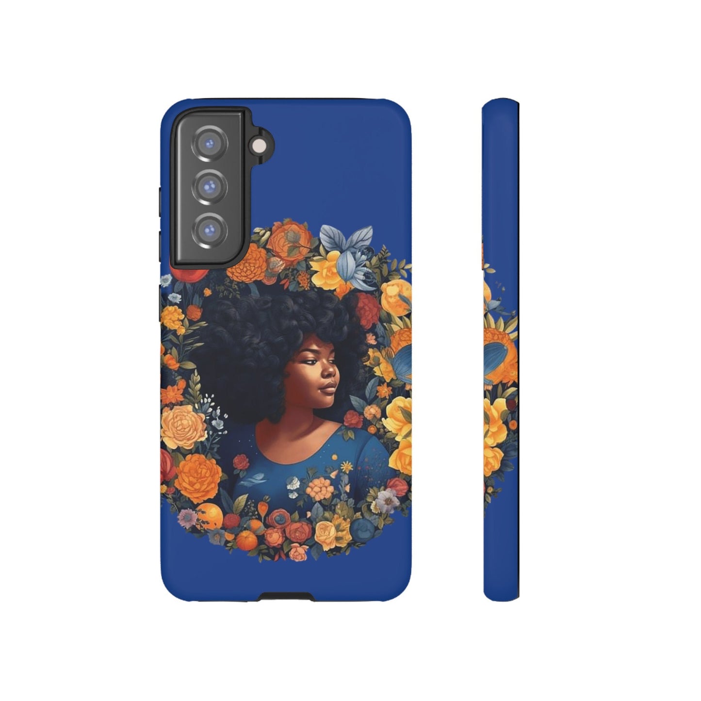 Galaxy S21 Samsung Galaxy S21 Plus Samsung Galaxy S21 Ultra S21 FE Tough Case African American Black Women Flower Wreath Blue Green Orange