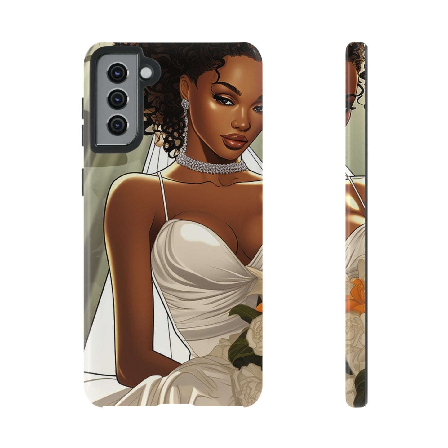 Galaxy S21 Samsung Galaxy S21 Plus Samsung Galaxy S21 Ultra S21 FE Tough Case African American Bride Black bride wedding Dress Wedding Gown