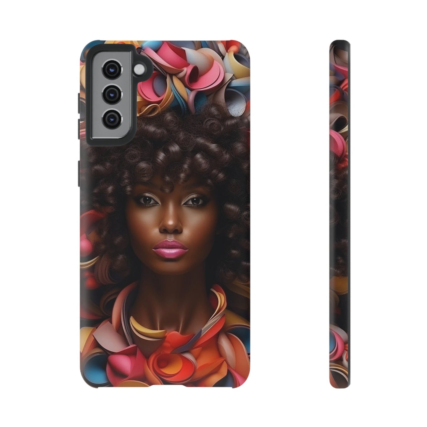 Galaxy S21 Samsung Galaxy S21 Plus Samsung Galaxy S21 Ultra S21 FE Tough Case African American Woman Black Women Flowers Red Yellow Orange