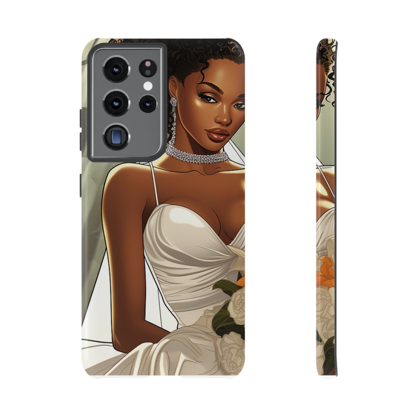 Galaxy S21 Samsung Galaxy S21 Plus Samsung Galaxy S21 Ultra S21 FE Tough Case African American Bride Black bride wedding Dress Wedding Gown